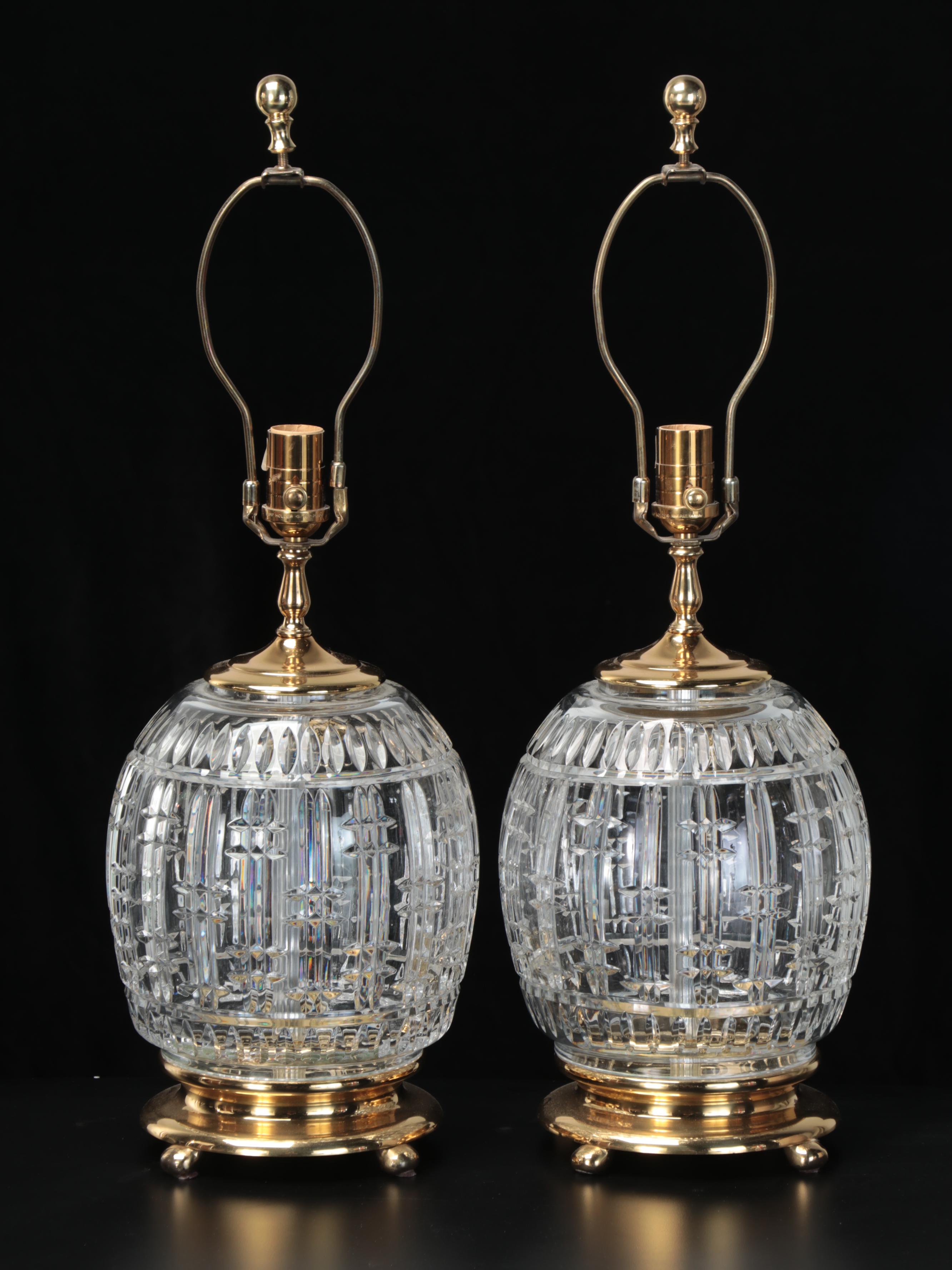Waterford Crystal and Brass Table Lamps, 21st Century
