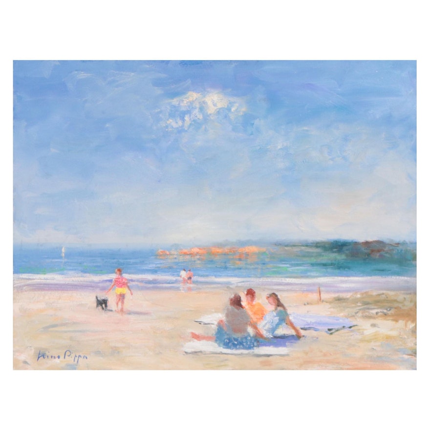 Nino Pippa Oil Painting "South Carolina - Easter Sunday at the Beach," 2018