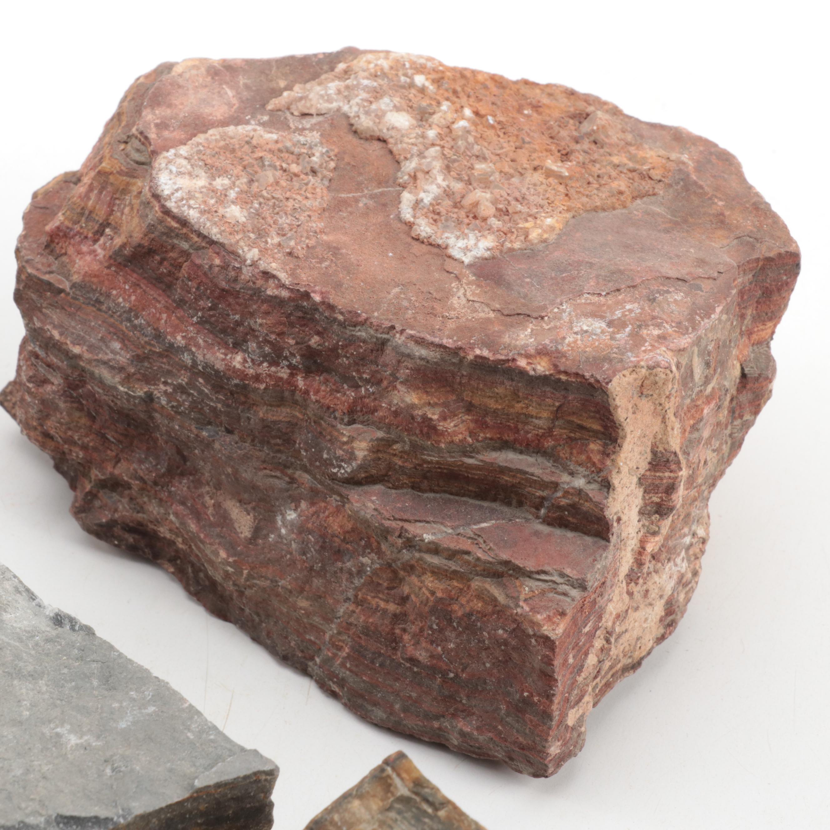 Rough Tiger's Eye and Other Mineral Specimens