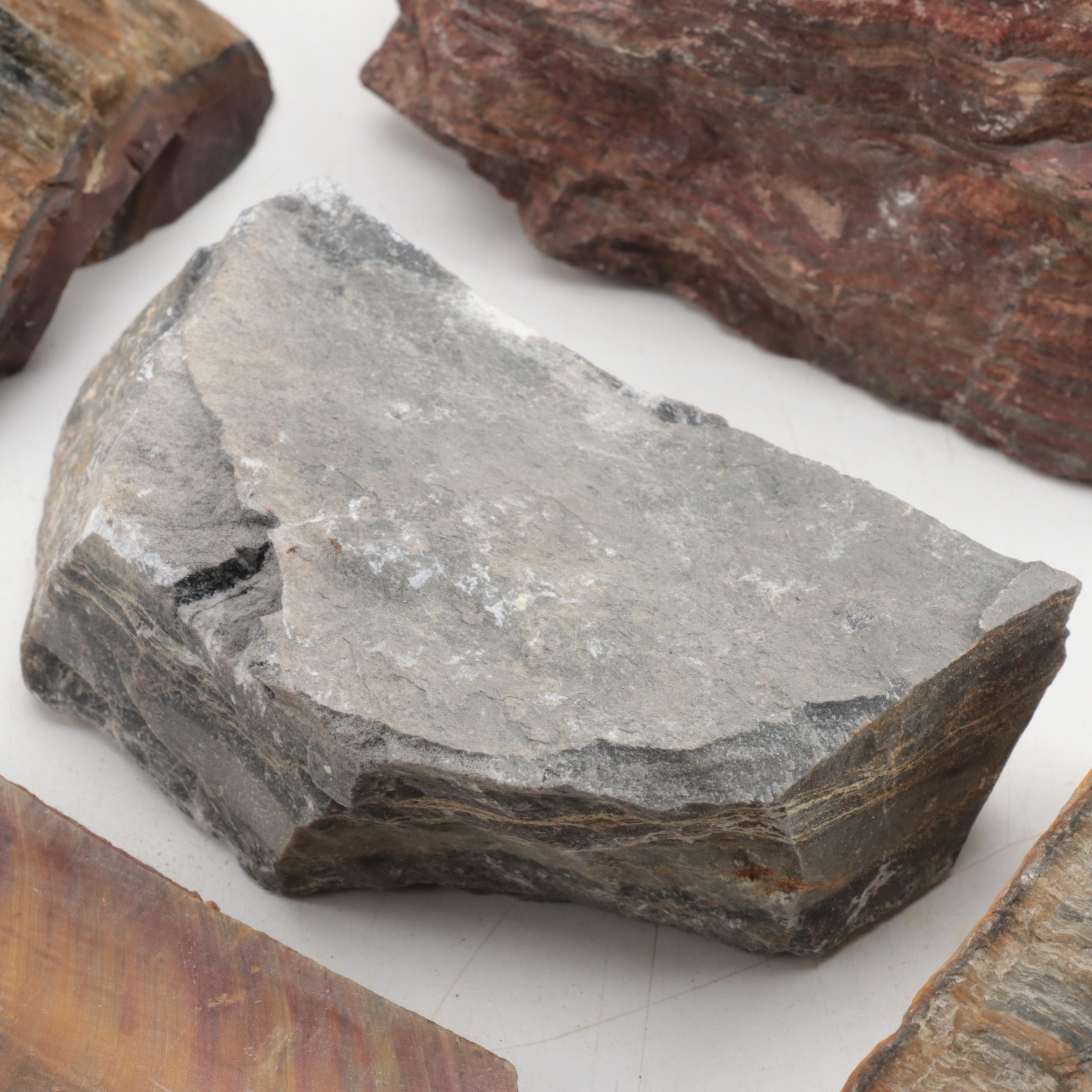 Rough Tiger's Eye and Other Mineral Specimens