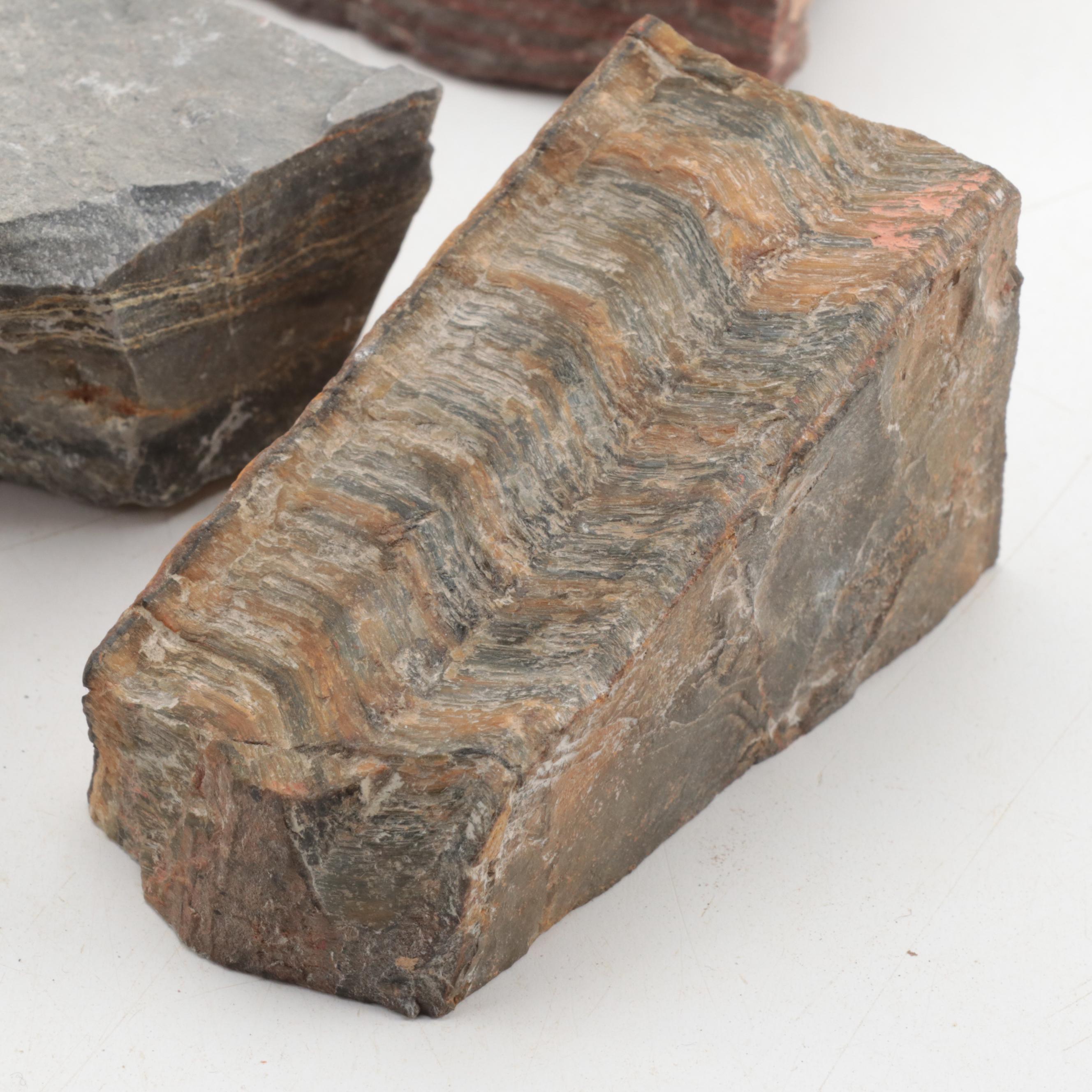 Rough Tiger's Eye and Other Mineral Specimens