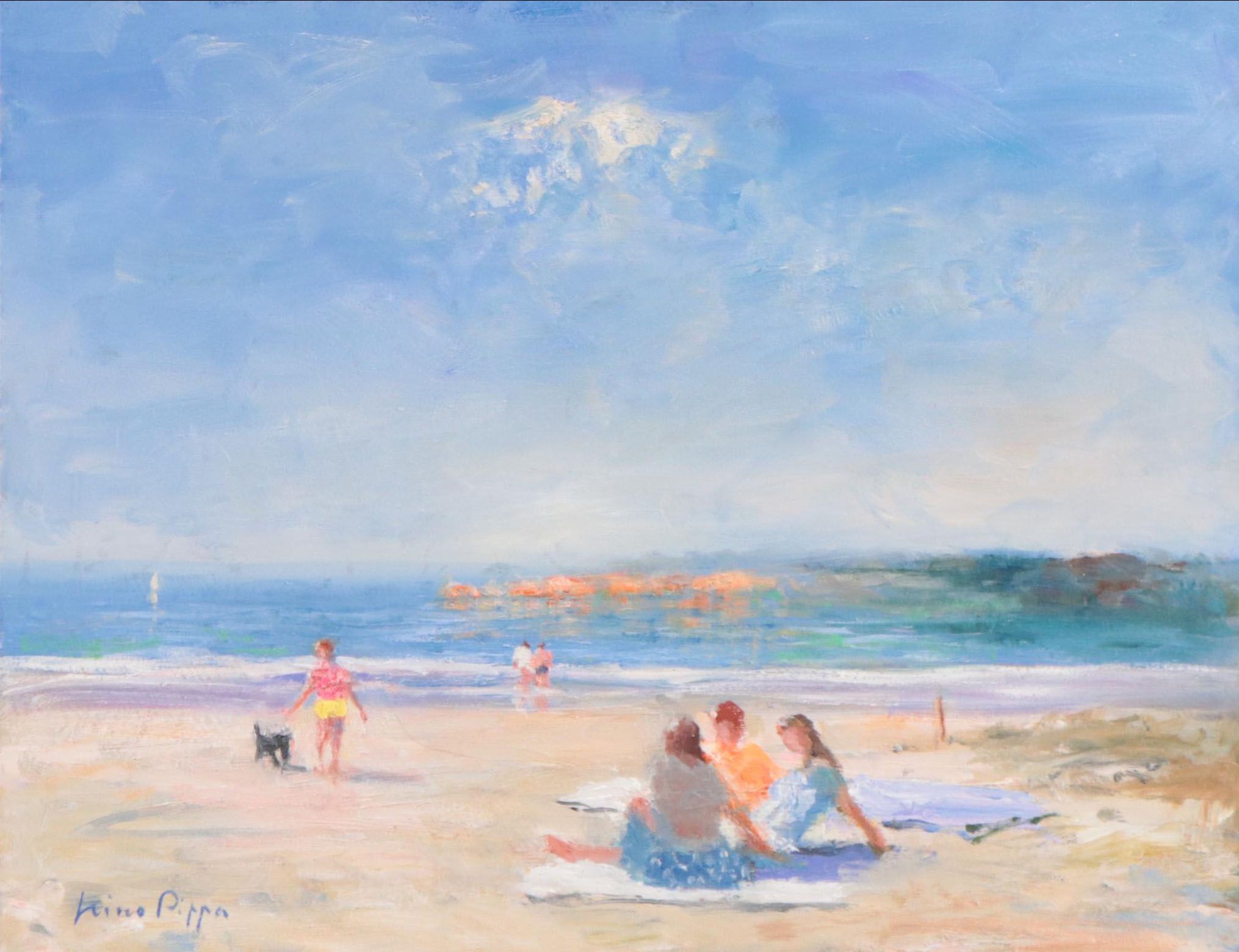 Nino Pippa Oil Painting "South Carolina - Easter Sunday at the Beach," 2018
