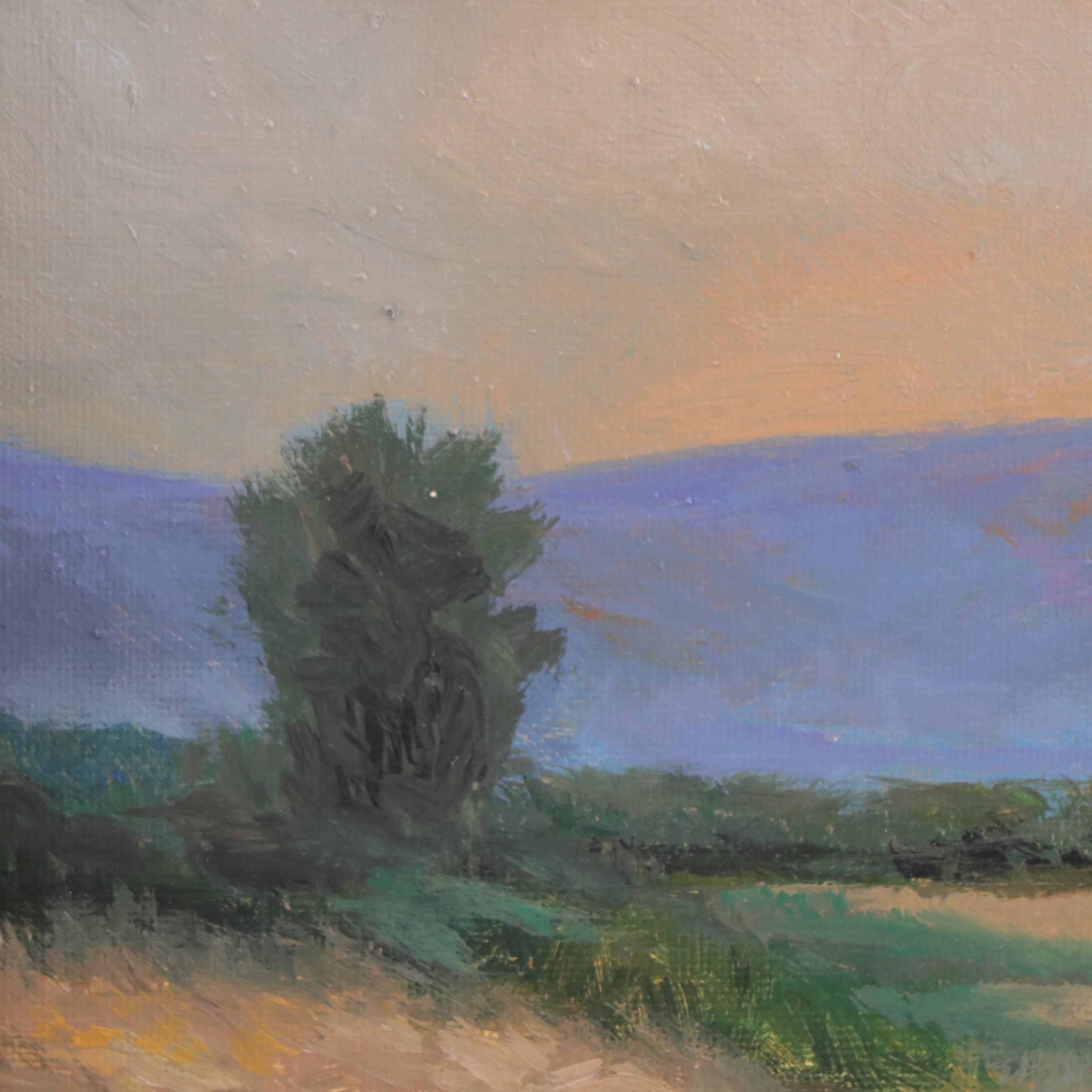 Sulmaz H. Radvand Landscape Oil Painting of Distant Mountains, 21st Century