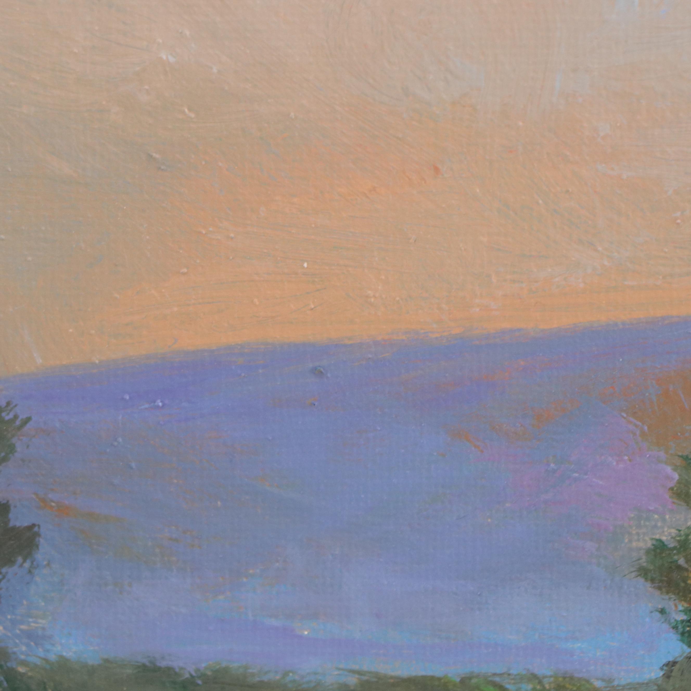 Sulmaz H. Radvand Landscape Oil Painting of Distant Mountains, 21st Century