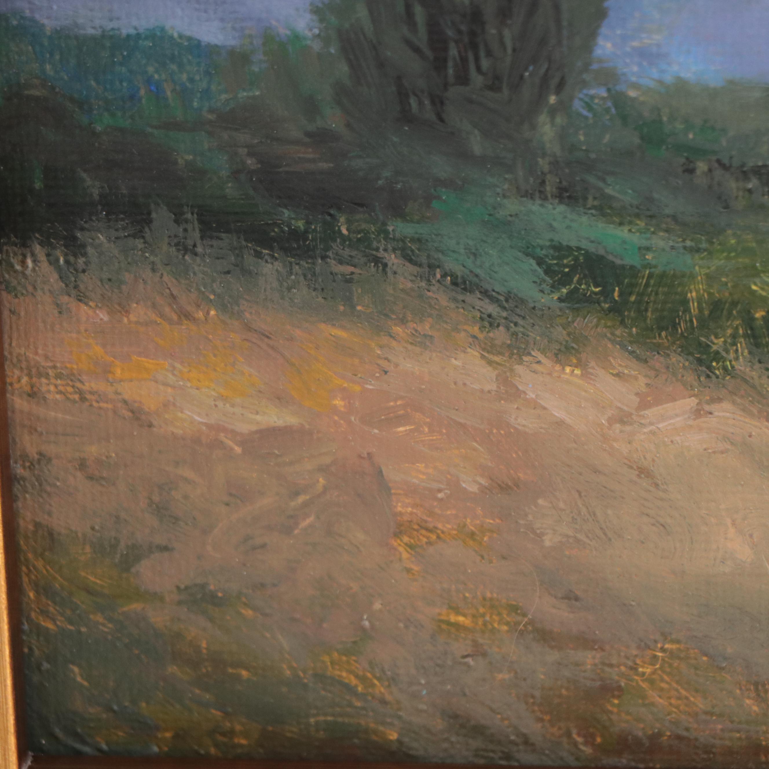 Sulmaz H. Radvand Landscape Oil Painting of Distant Mountains, 21st Century