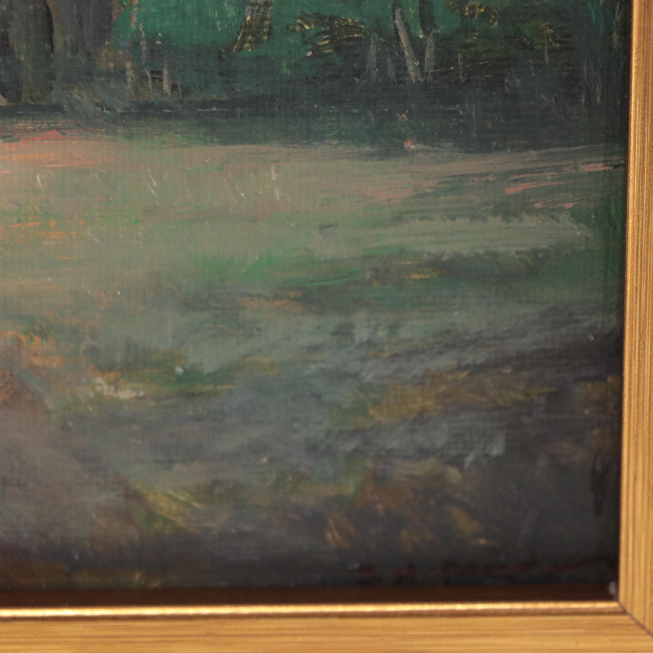 Sulmaz H. Radvand Landscape Oil Painting of Distant Mountains, 21st Century