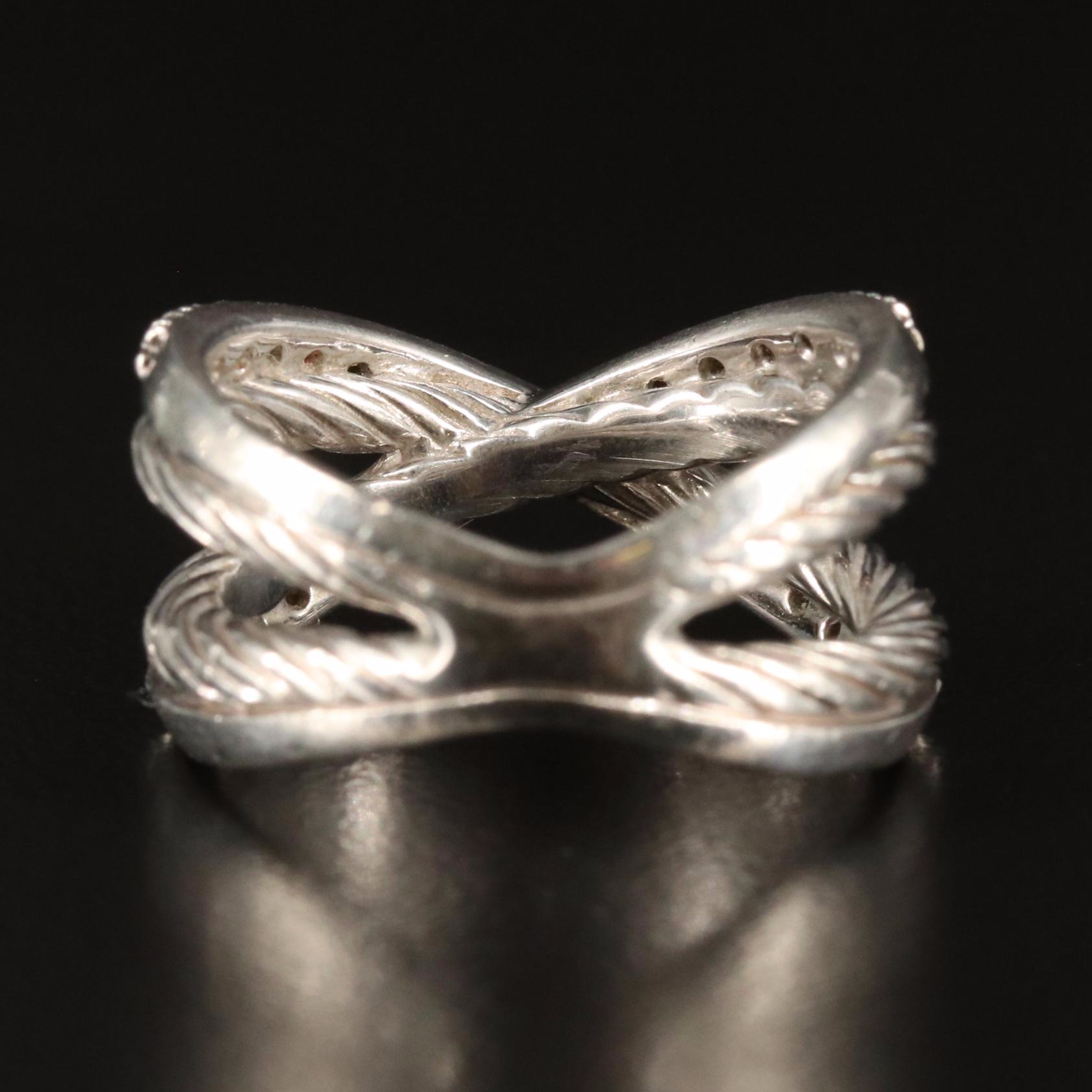 David Yurman Sterling Diamond Crossover Ring