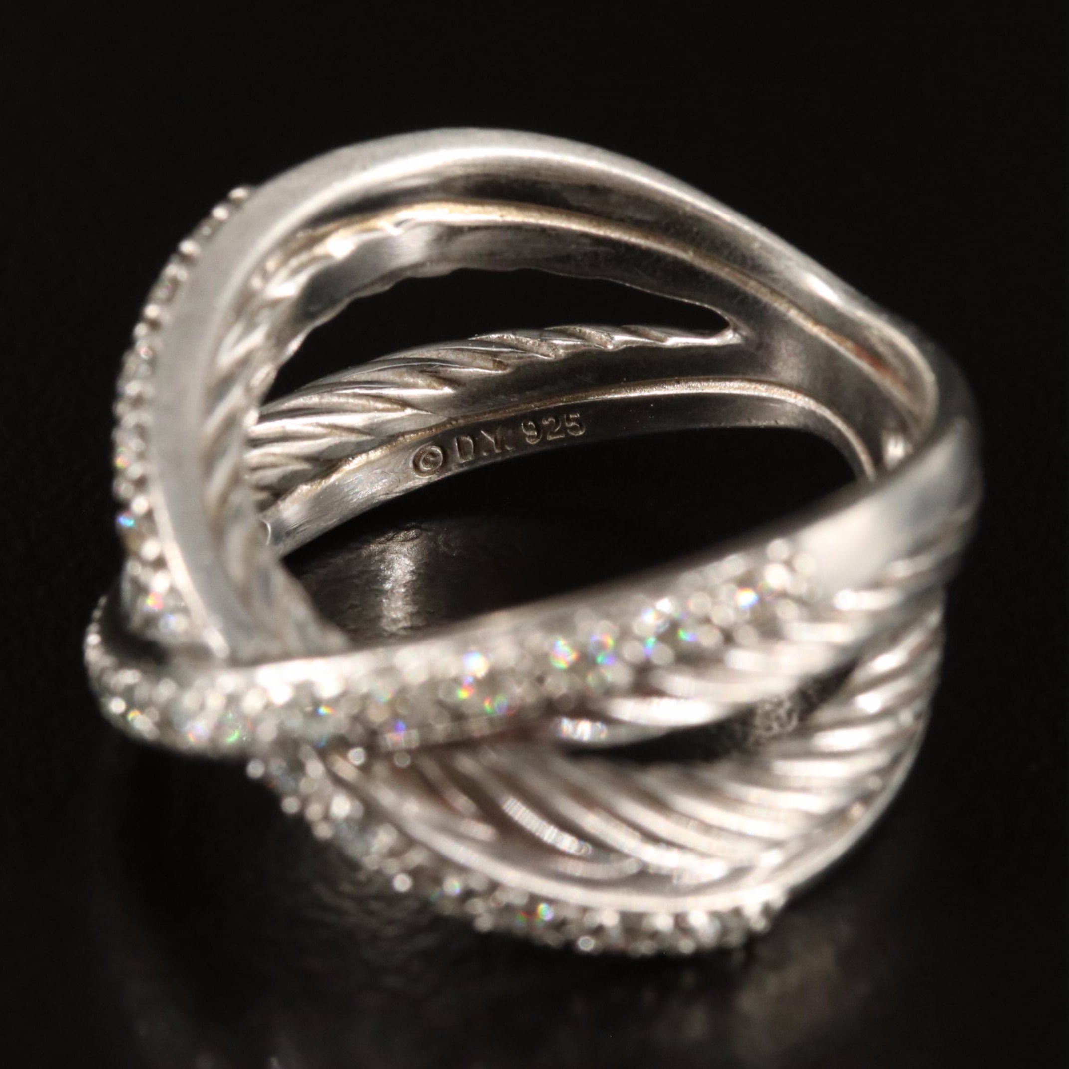 David Yurman Sterling Diamond Crossover Ring
