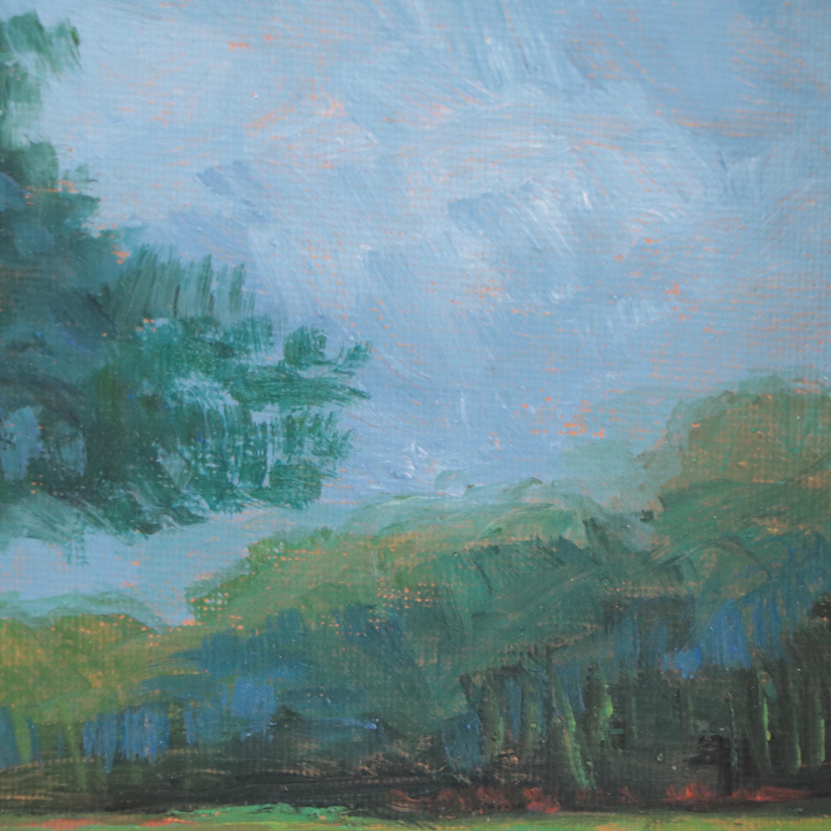 Sulmaz H. Radvand Oil Painting of Lone Tree in a Field of Flowers, 21st Century