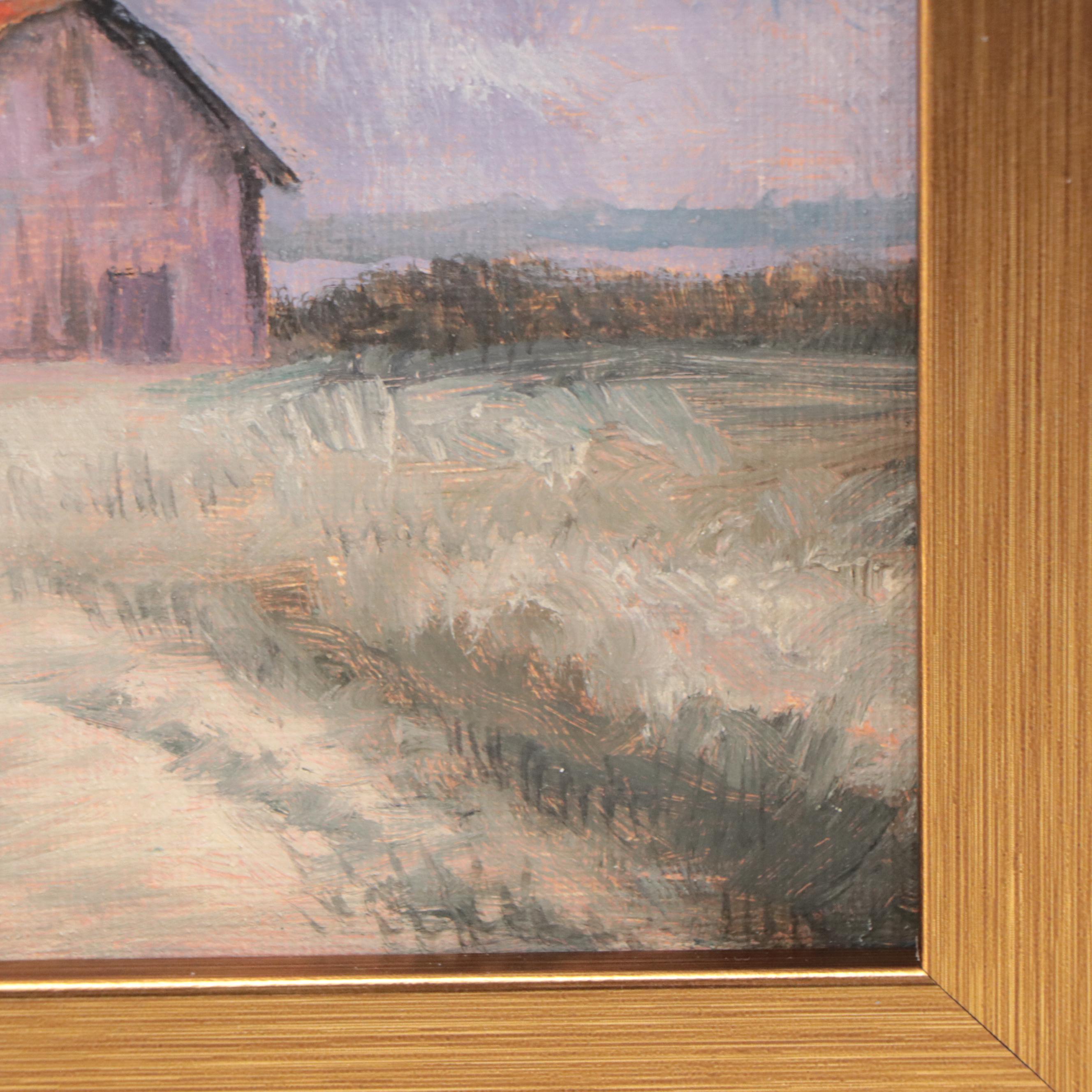 Sulmaz H. Radvand Landscape Oil Painting of Barn, 21st Century