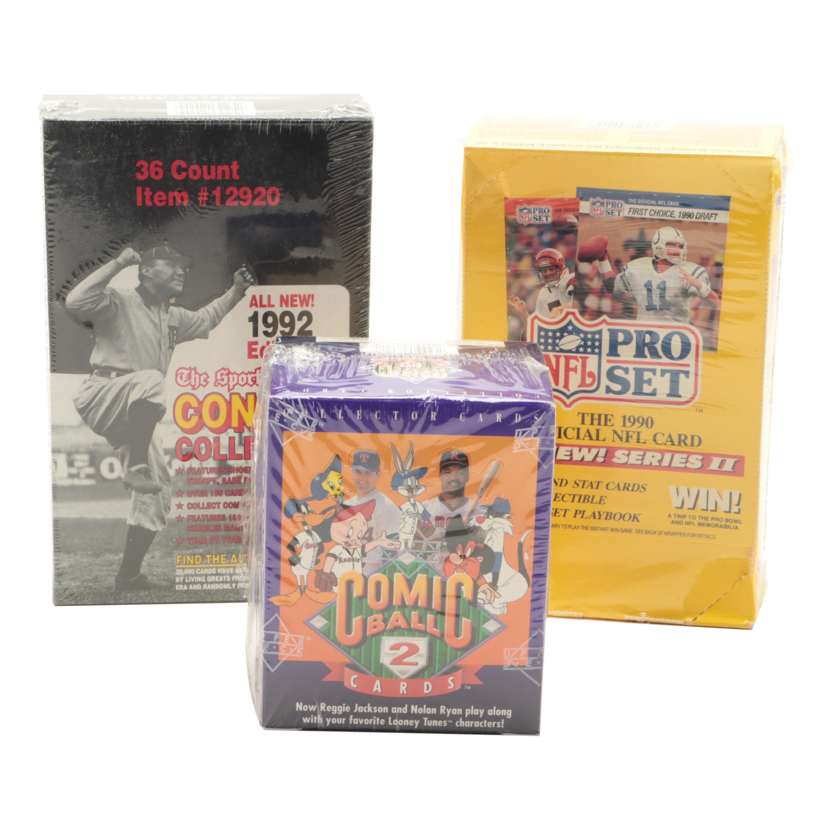 Upper Deck Comic Ball, NFL Pro Set and Other Sealed Card Boxes, 1990s