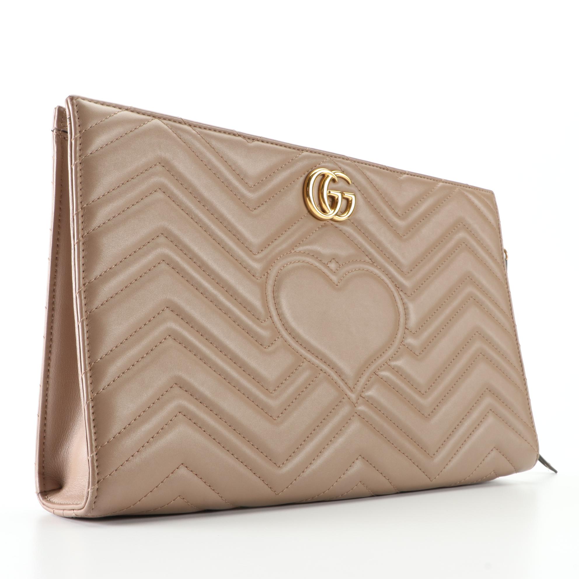 Gucci Marmont Oversized Zip Clutch in Matelassé Leather