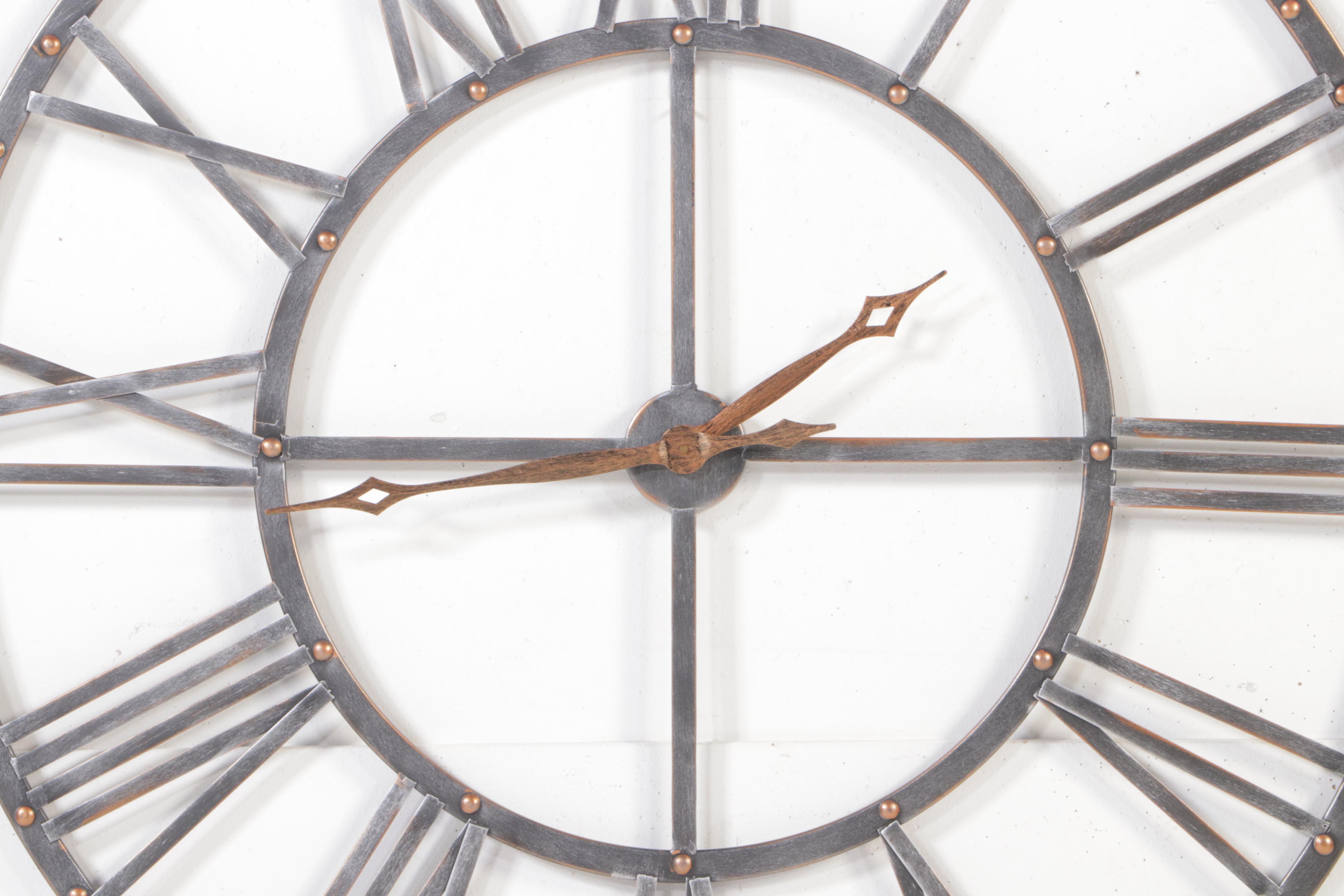 Metal Open Face Roman Numeral Wall Clock