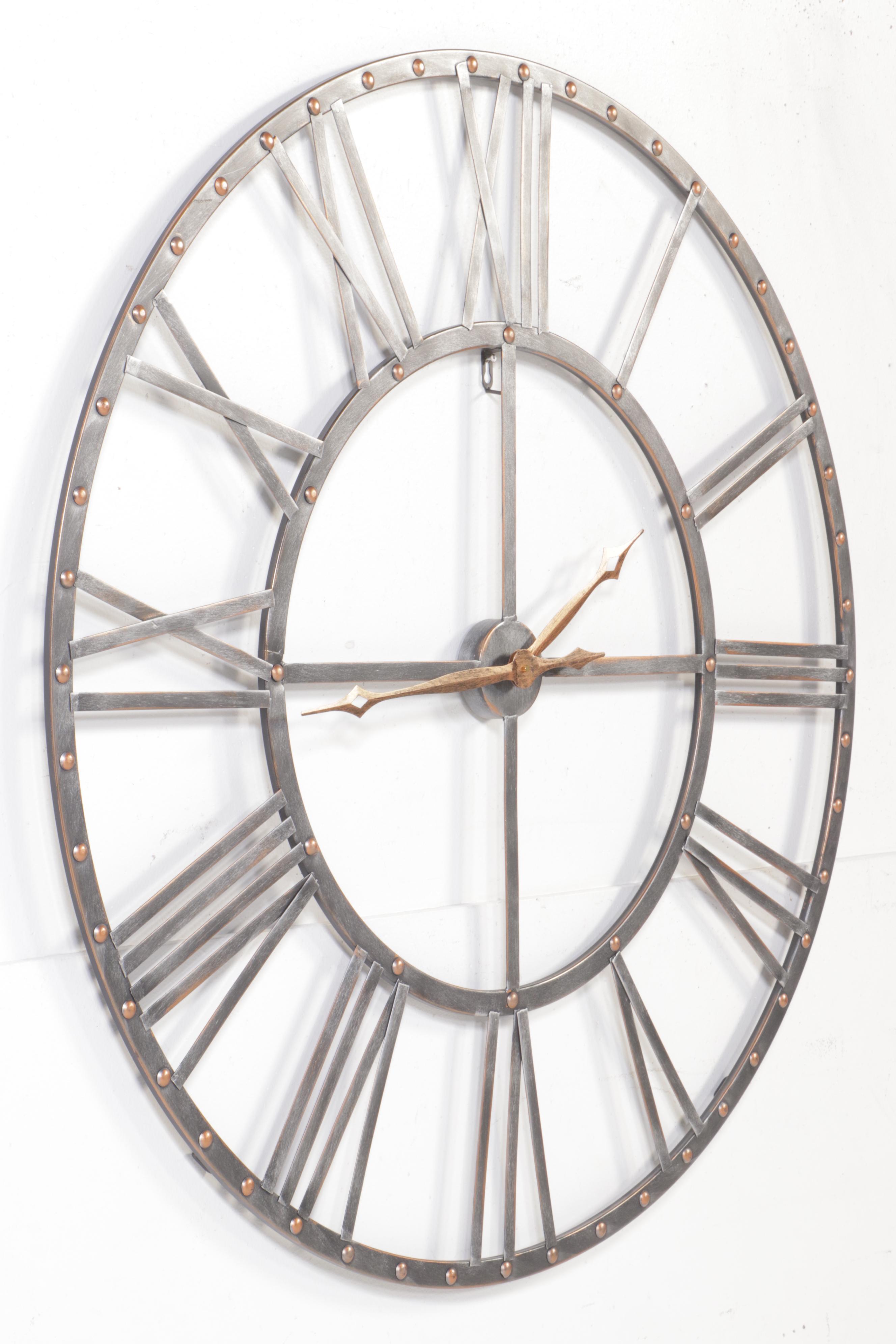 Metal Open Face Roman Numeral Wall Clock