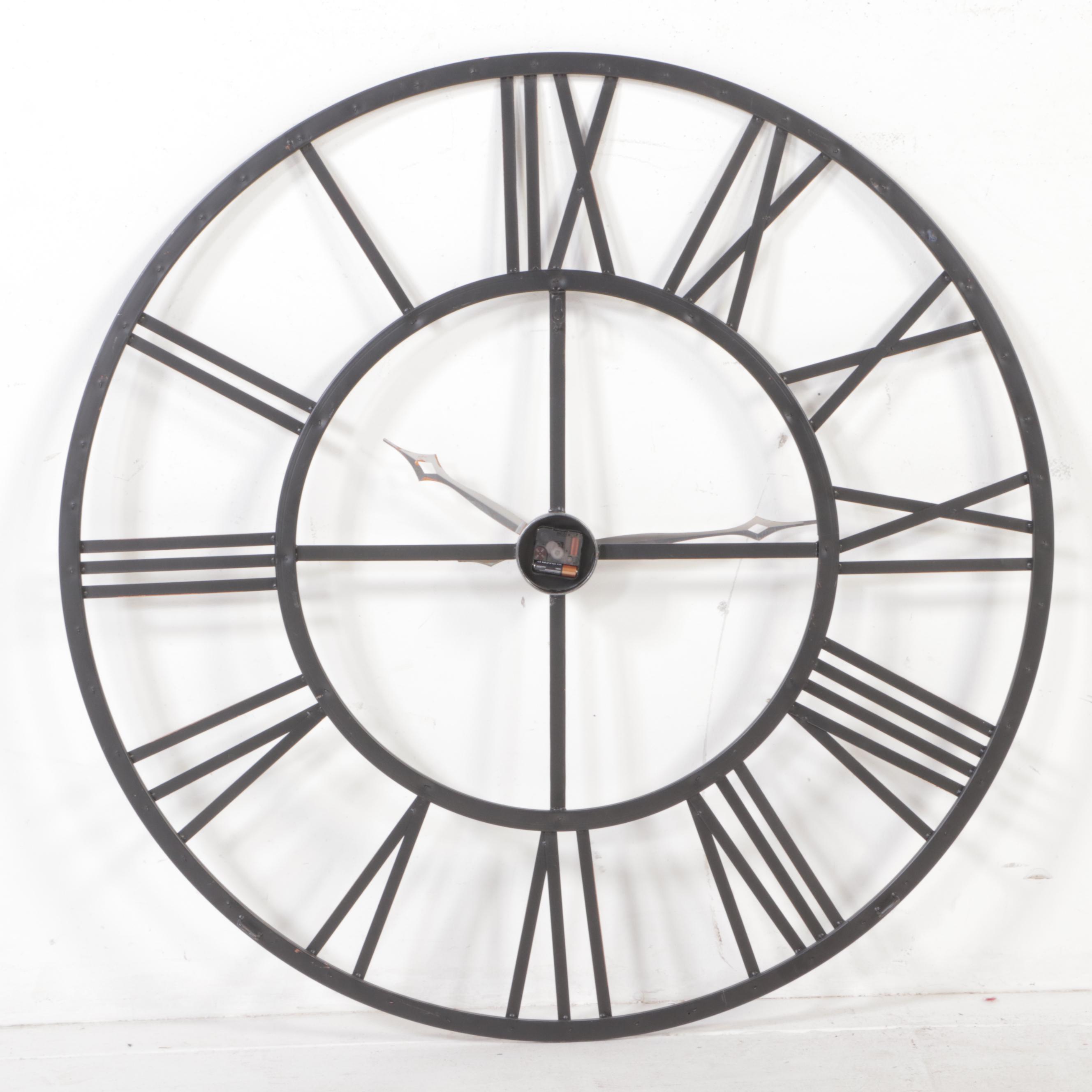 Metal Open Face Roman Numeral Wall Clock