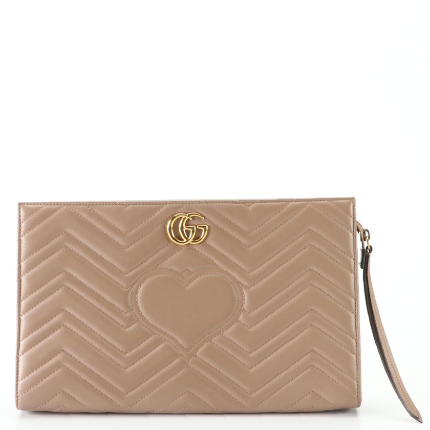 Gucci Marmont Oversized Zip Clutch in Matelassé Leather