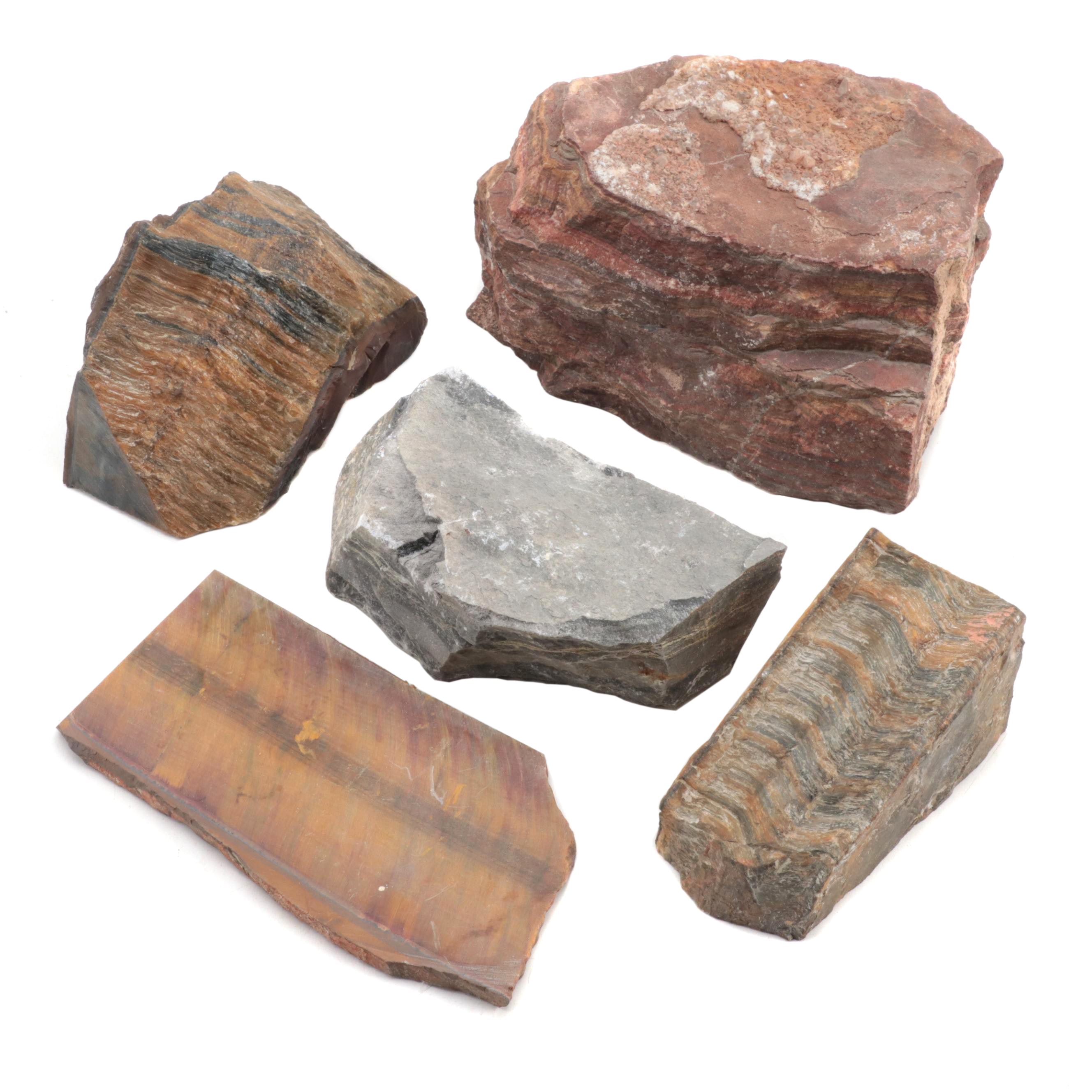 Rough Tiger's Eye and Other Mineral Specimens