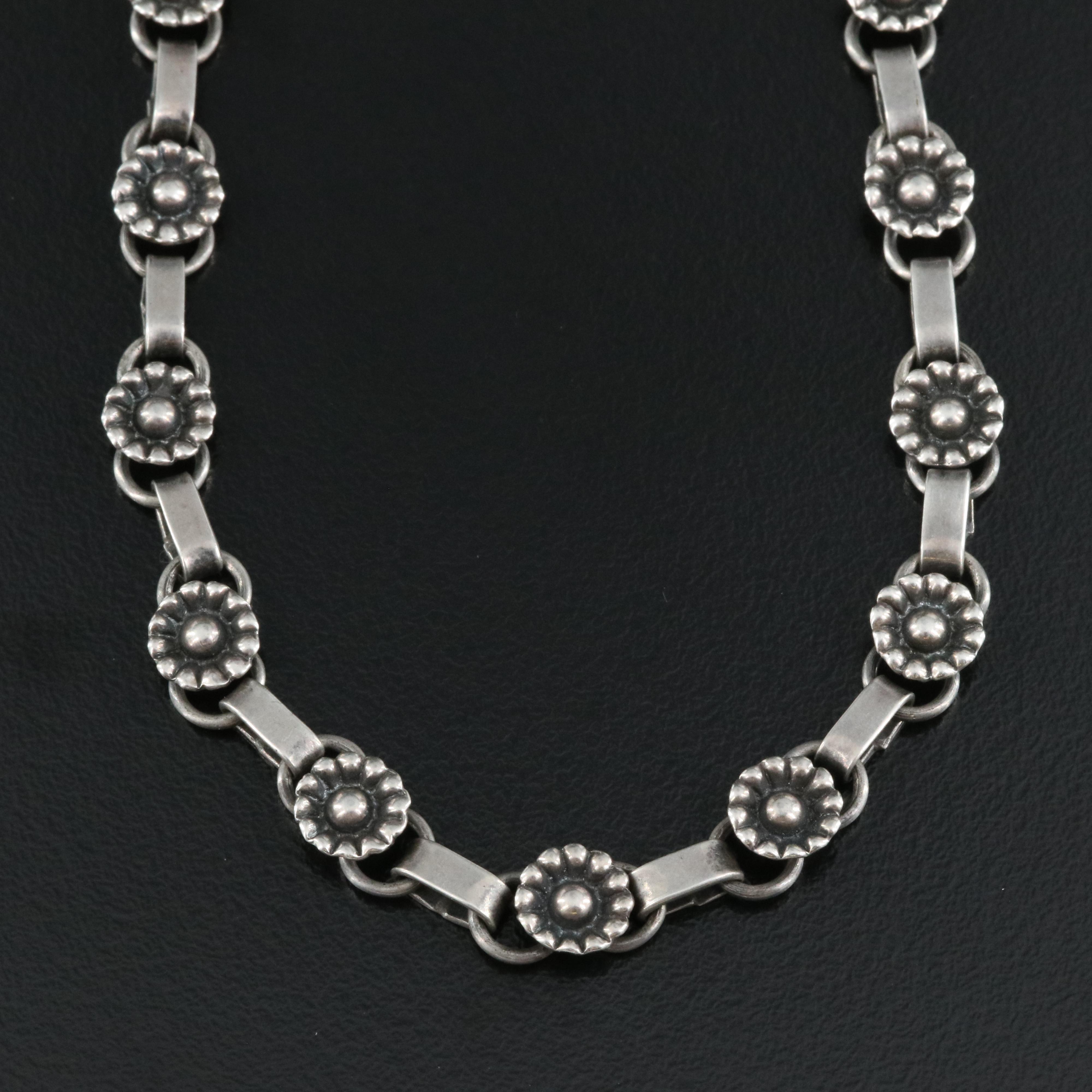 Danish 1930s Hans Christian Siiger 830 Silver Necklace