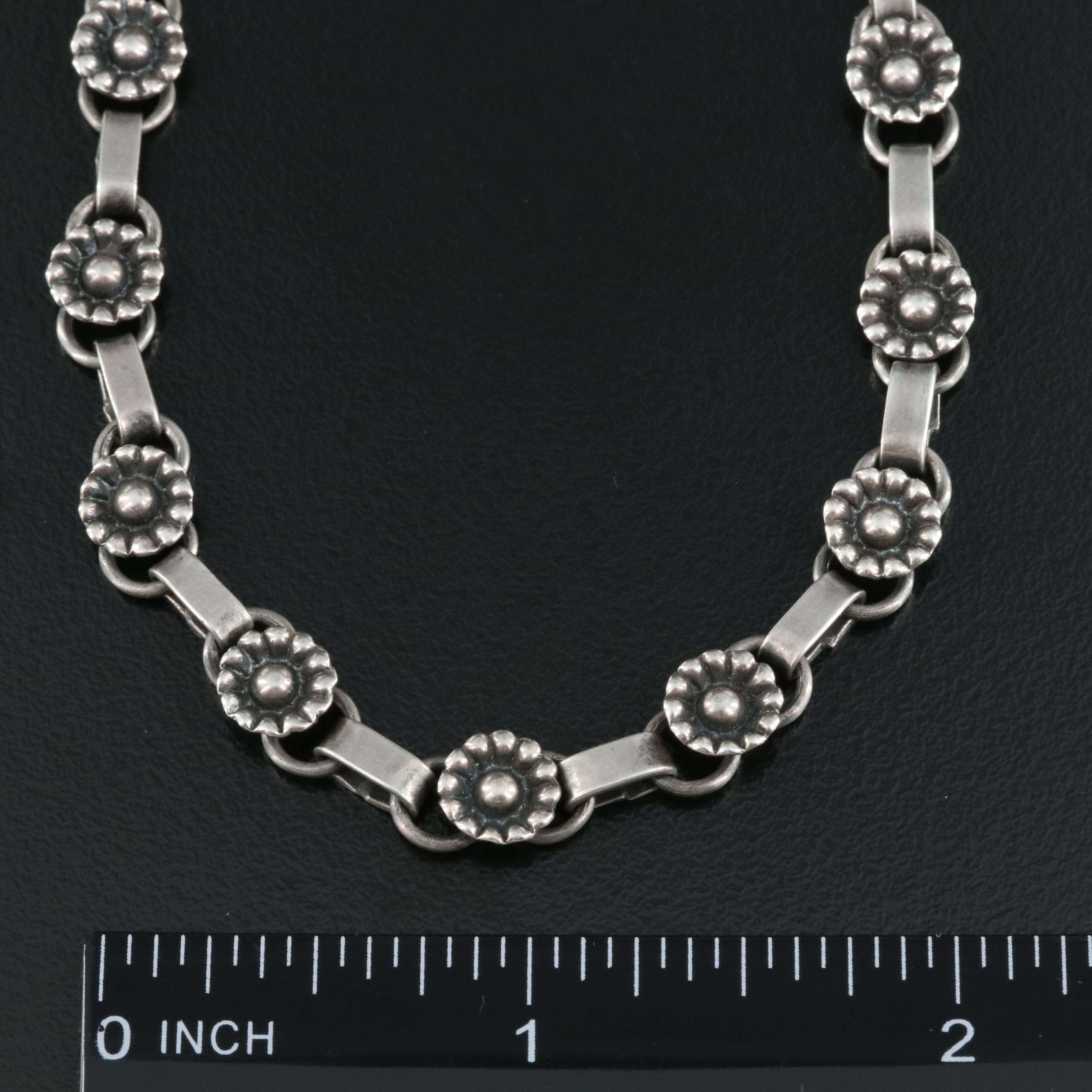 Danish 1930s Hans Christian Siiger 830 Silver Necklace