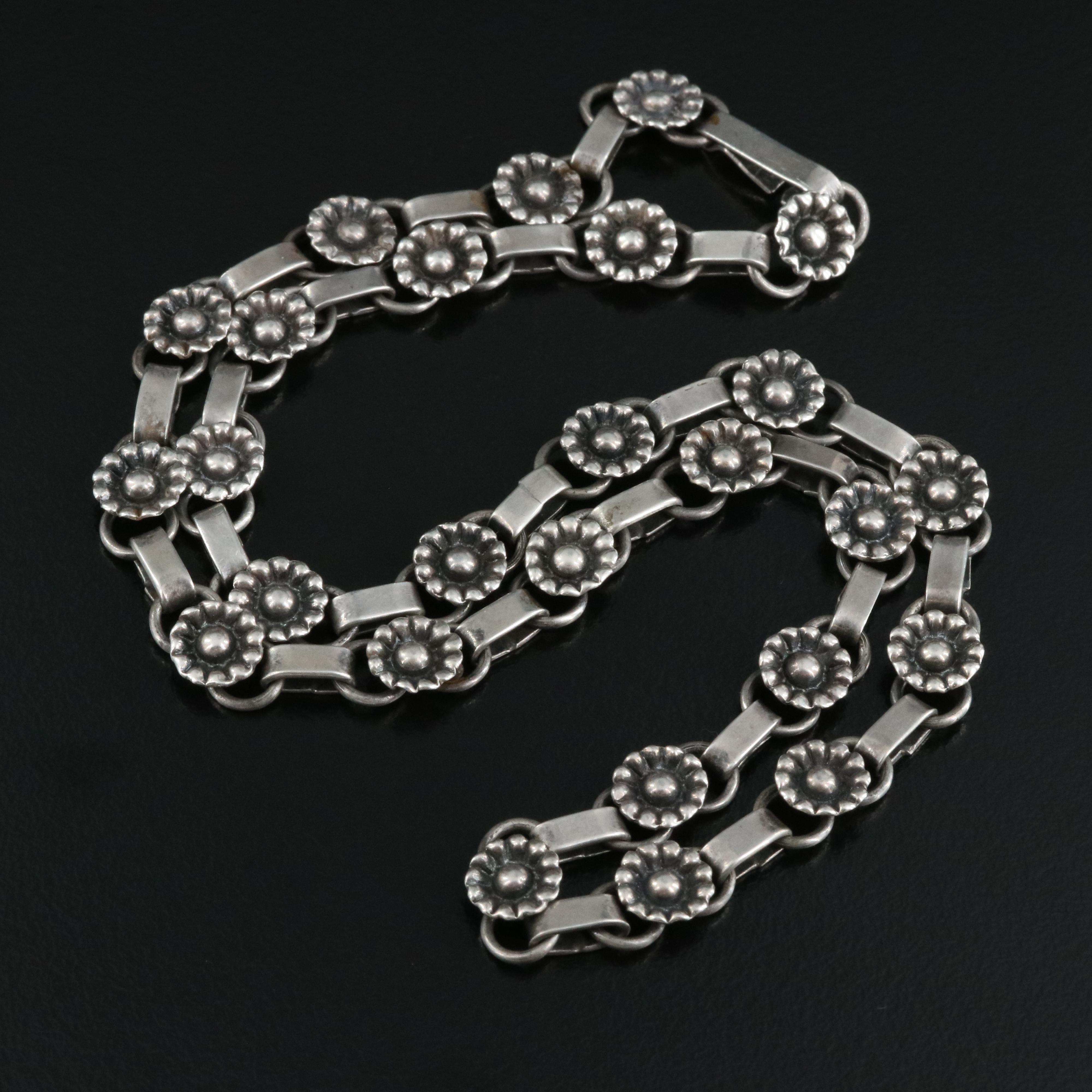 Danish 1930s Hans Christian Siiger 830 Silver Necklace
