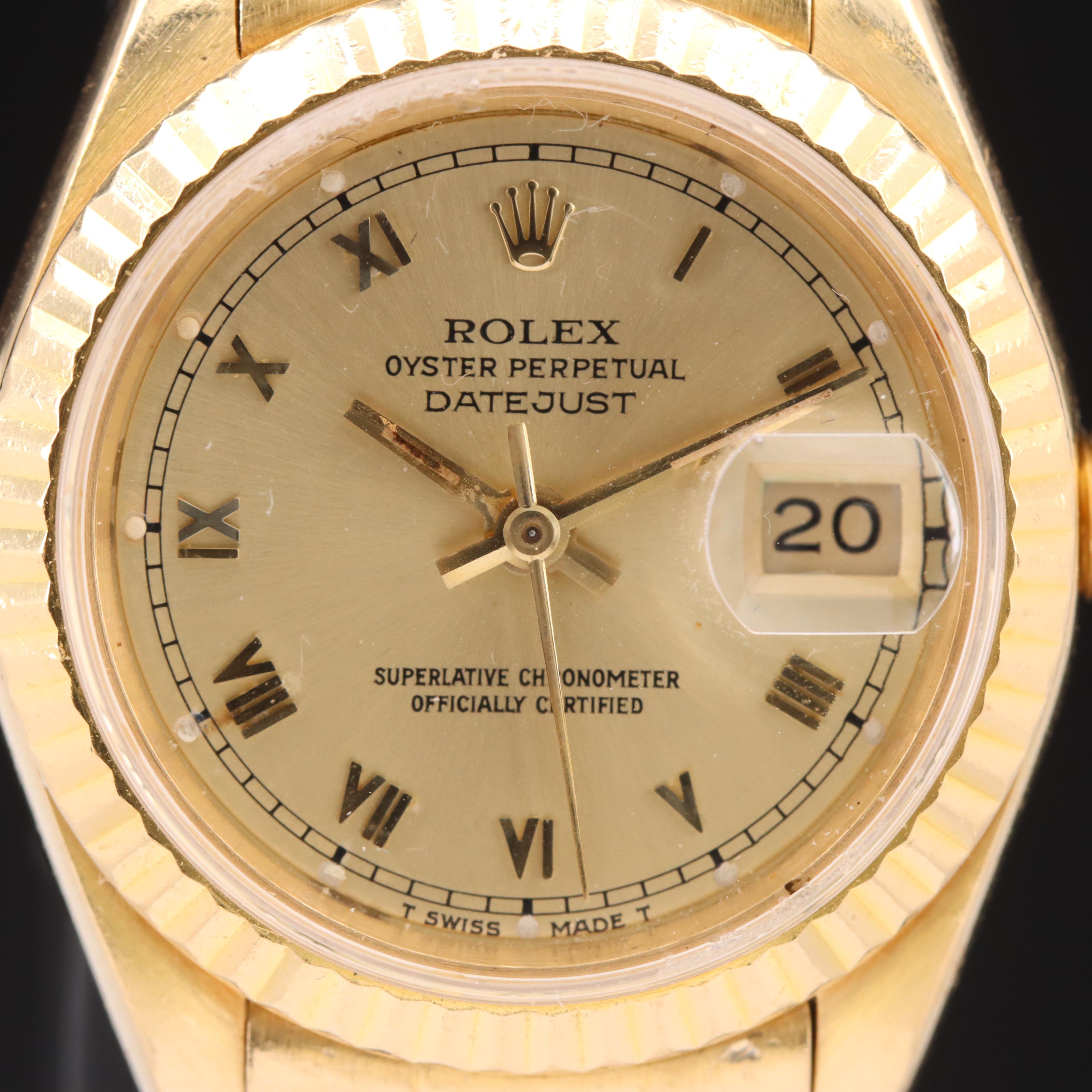 1985 18K Rolex Datejust President Bracelet Watch