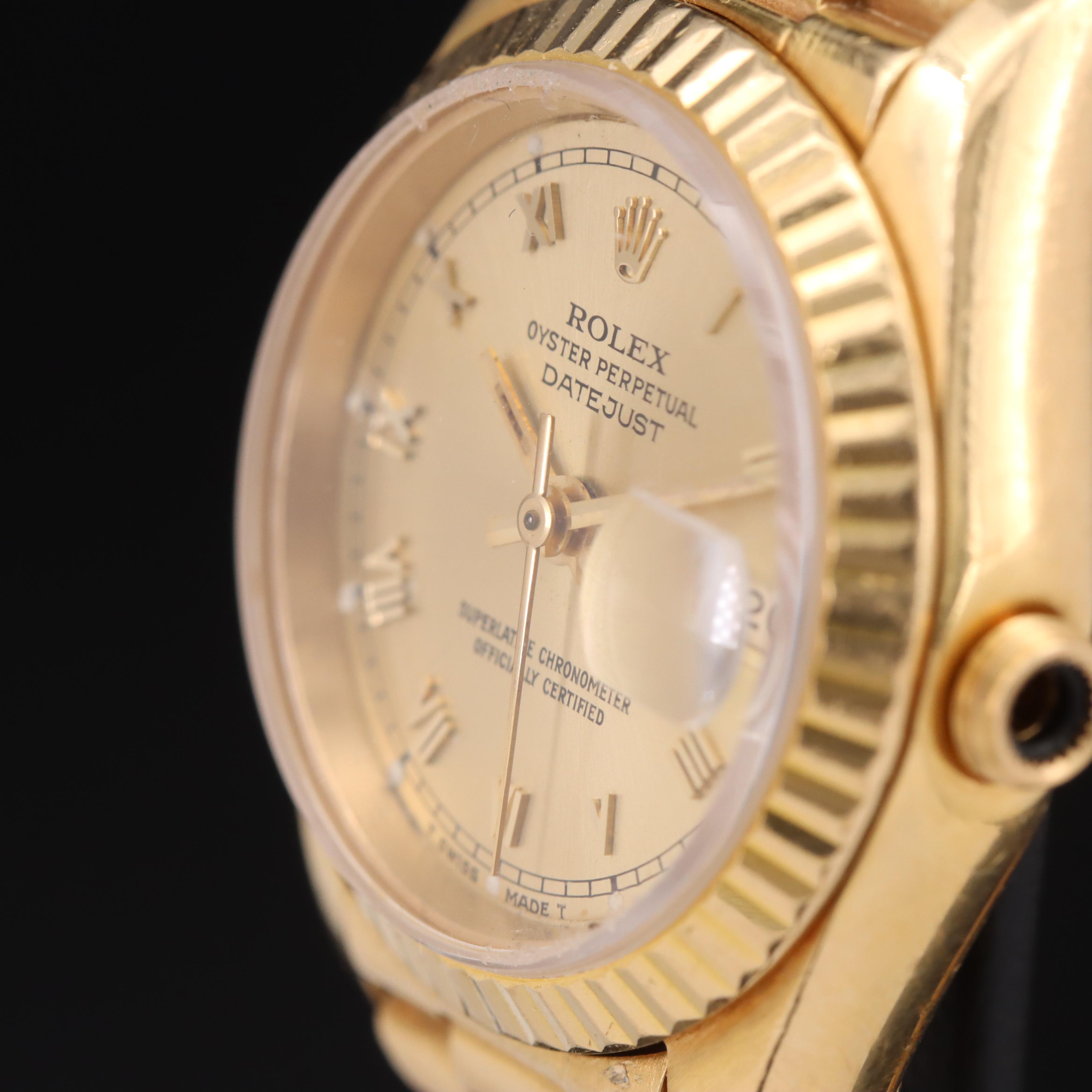 1985 18K Rolex Datejust President Bracelet Watch