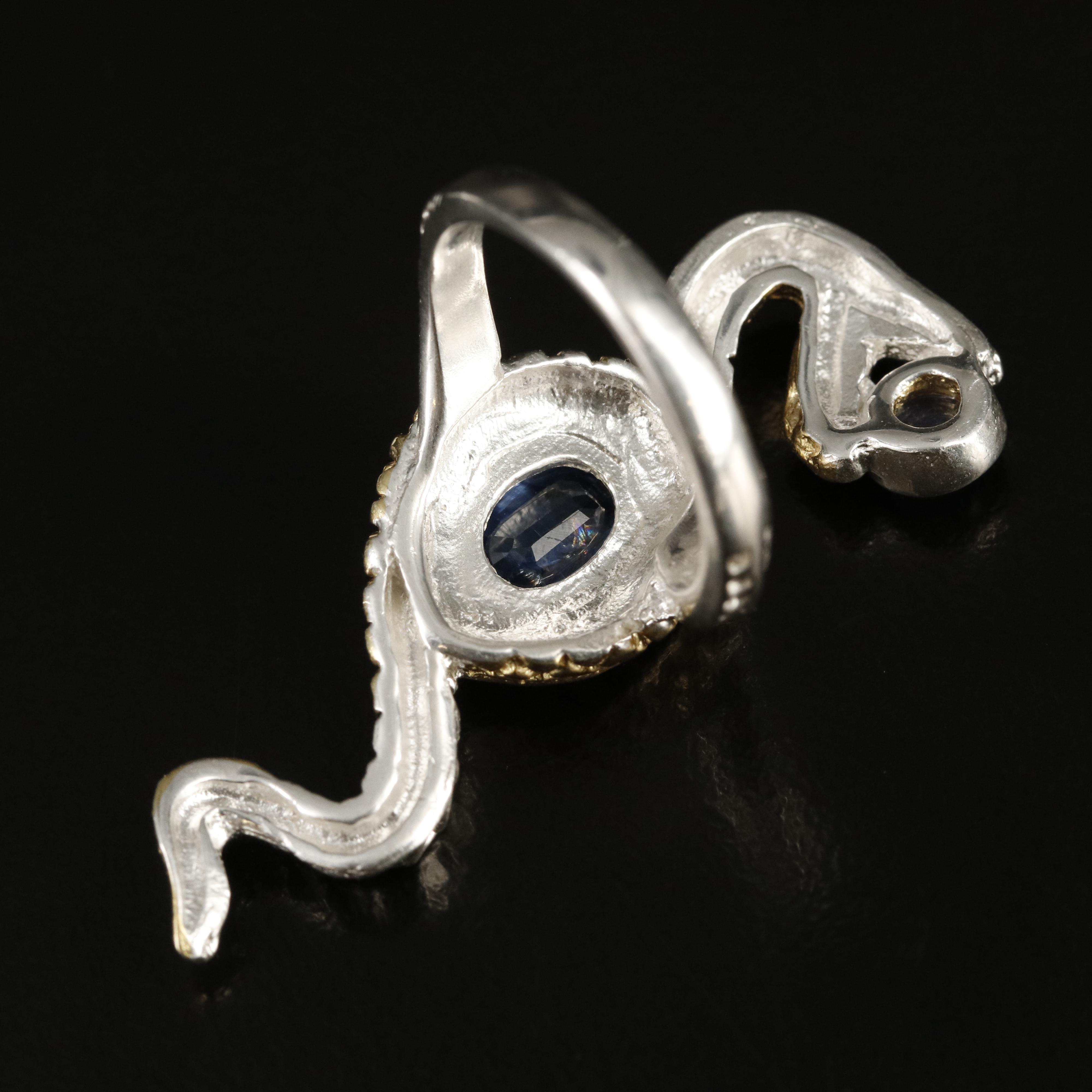 Sterling Kyanite and Tanzanite Serpent Ring