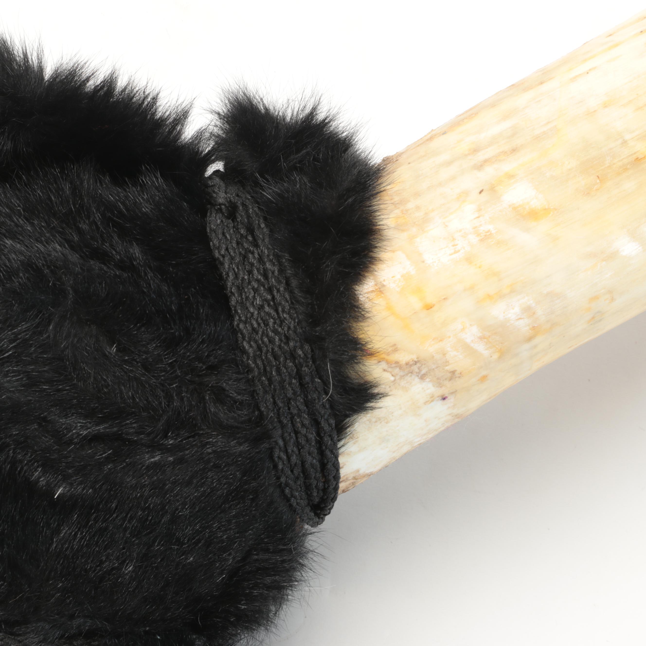 Mounted Ankole-Watusi Horns with Faux Fur Wrap