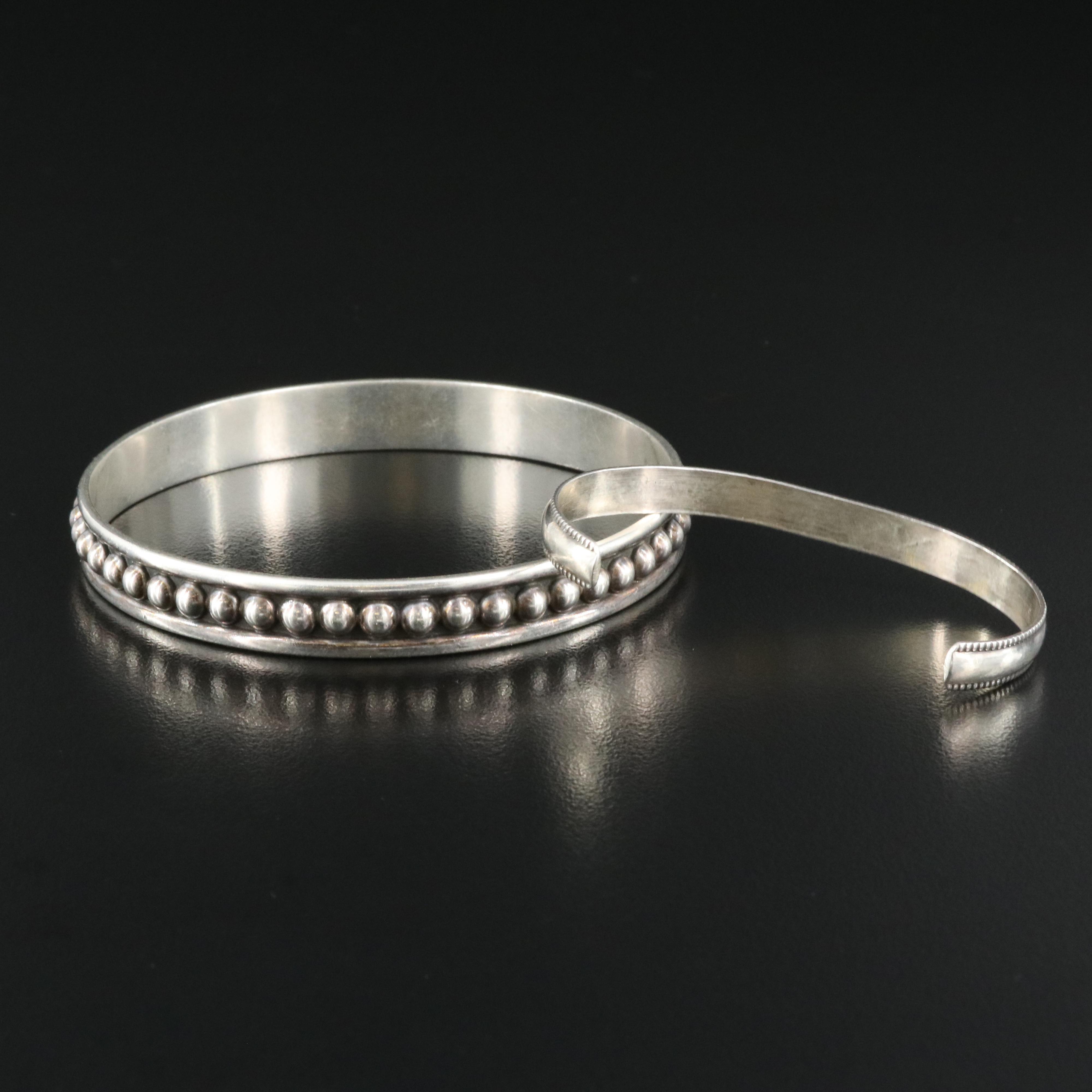 Sterling Bangle and Stampwork Cuff