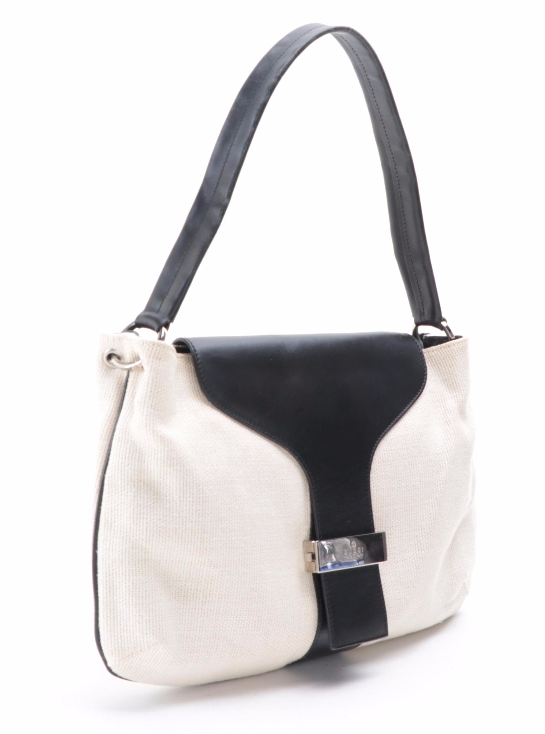 Gucci Canvas and Leather Shoulder Bag