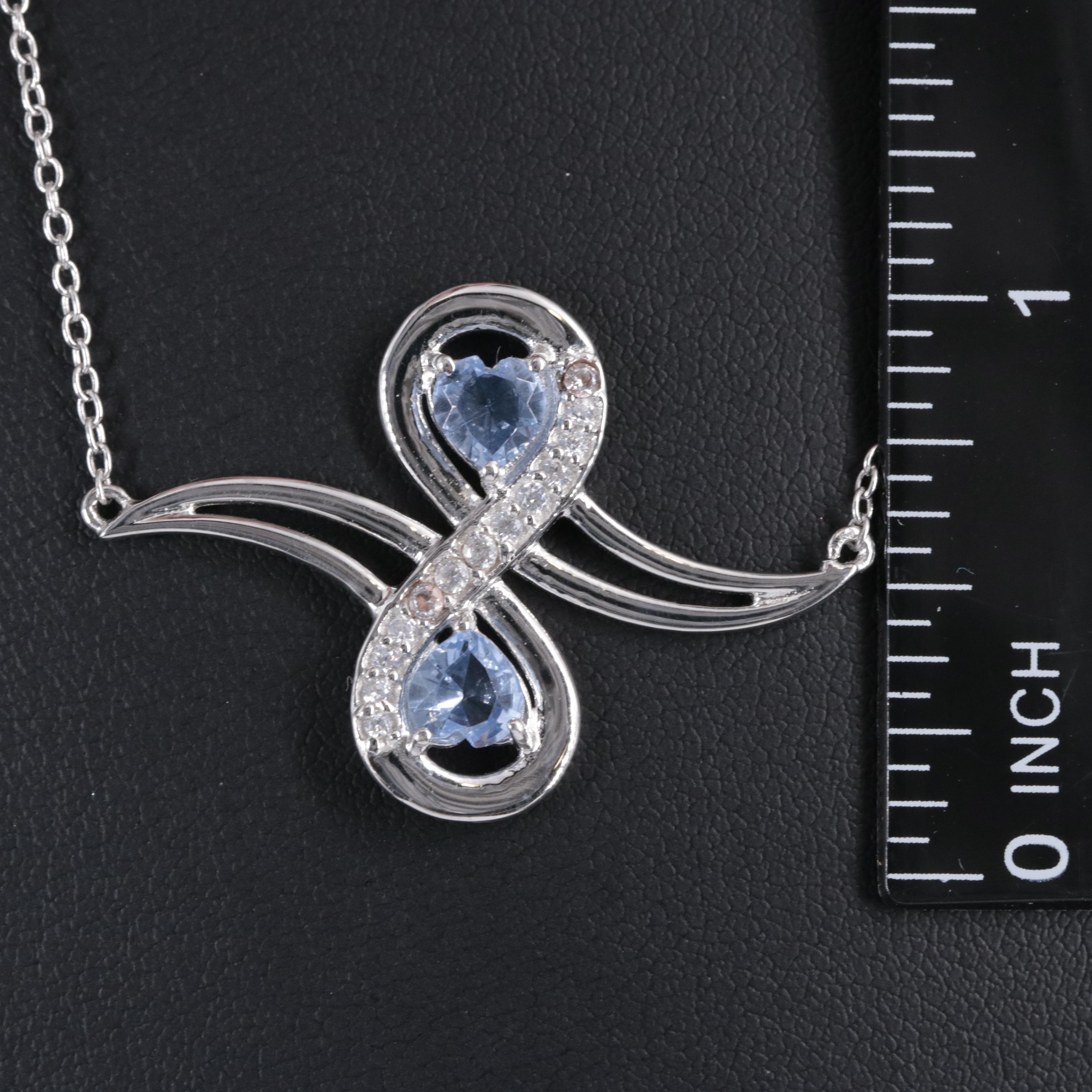 Sterling Silver Tanzanite Necklace Including Cubic Zirconia