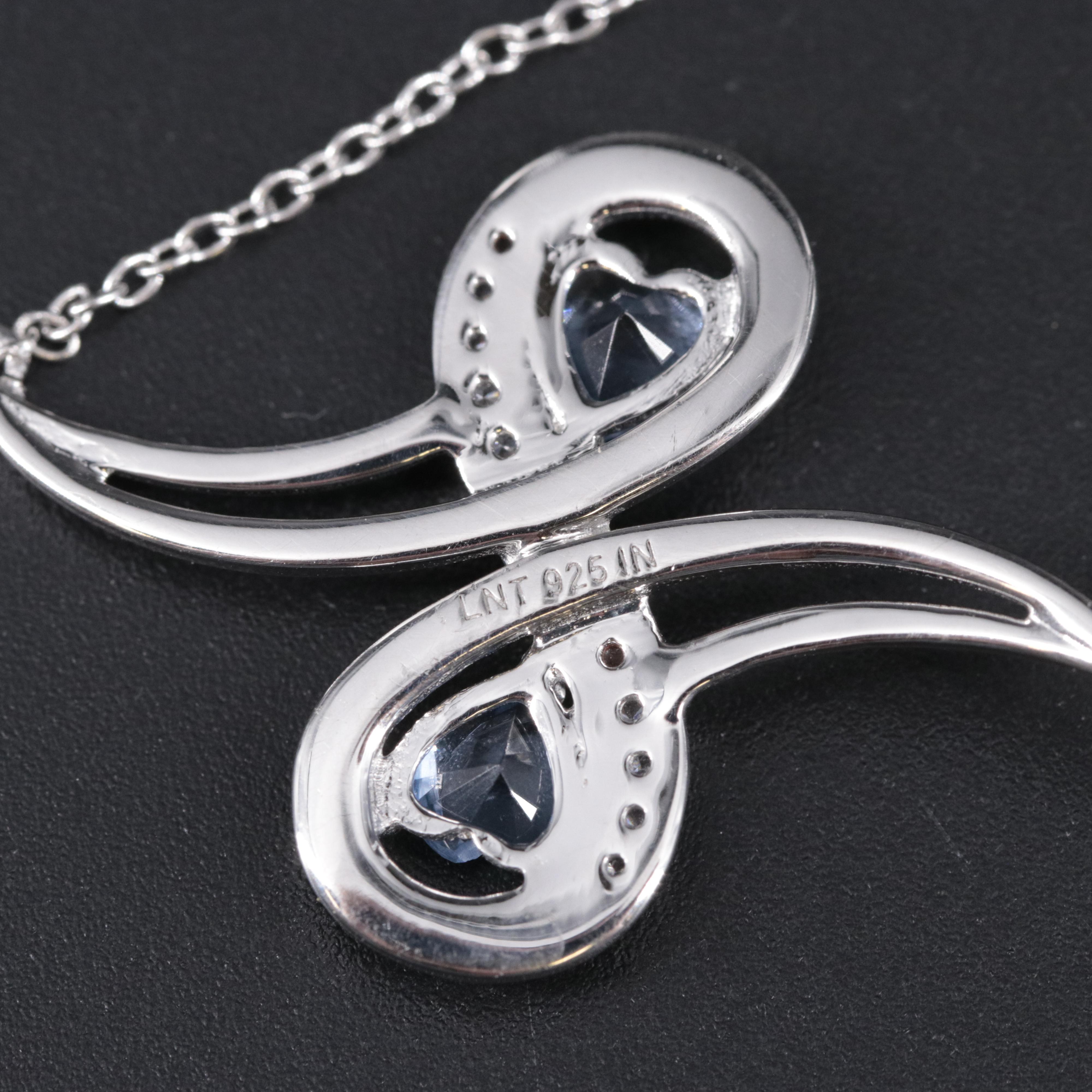 Sterling Silver Tanzanite Necklace Including Cubic Zirconia