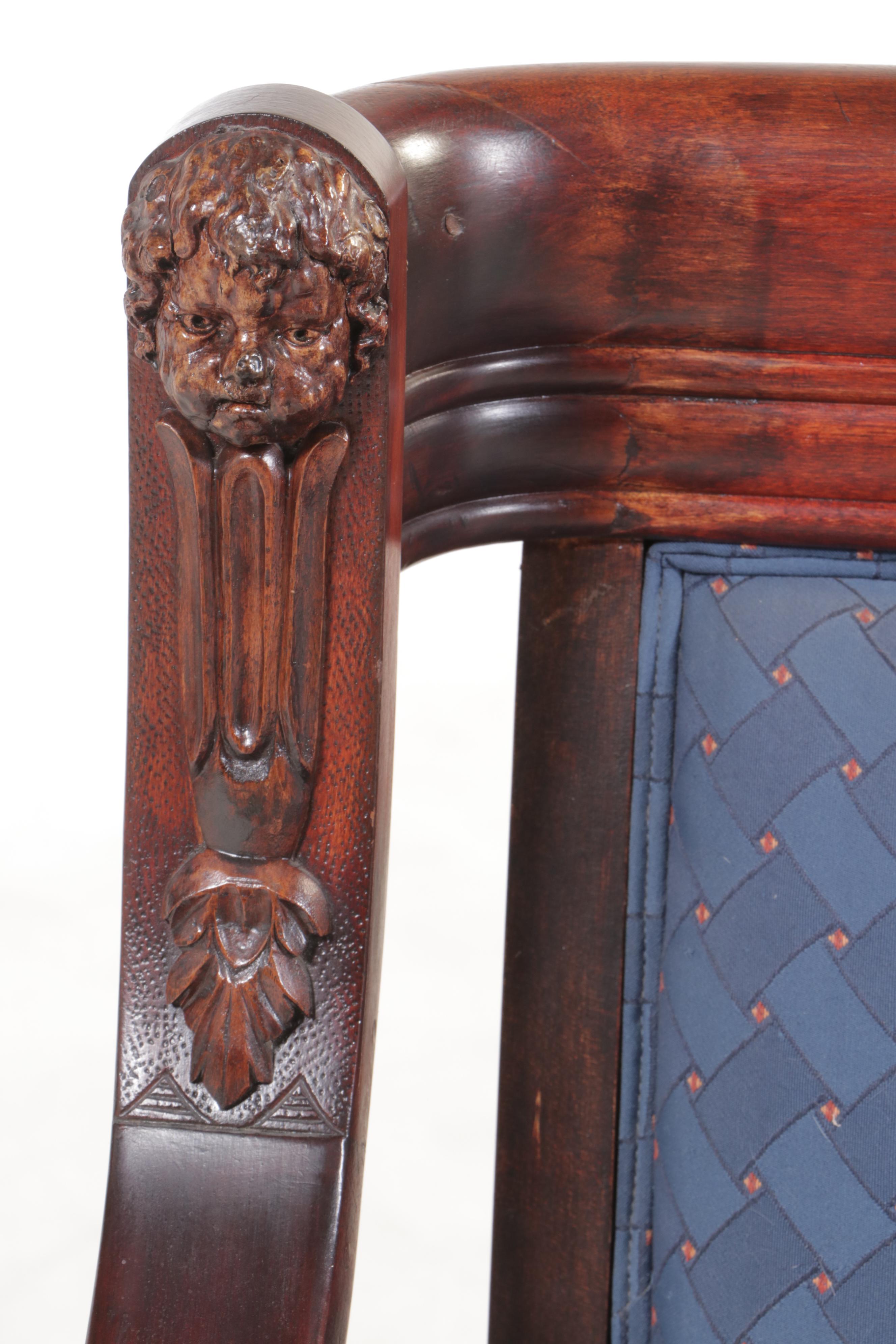 Victorian Renaissance Revival Upholstered Mahogany Settee, Circa 1900