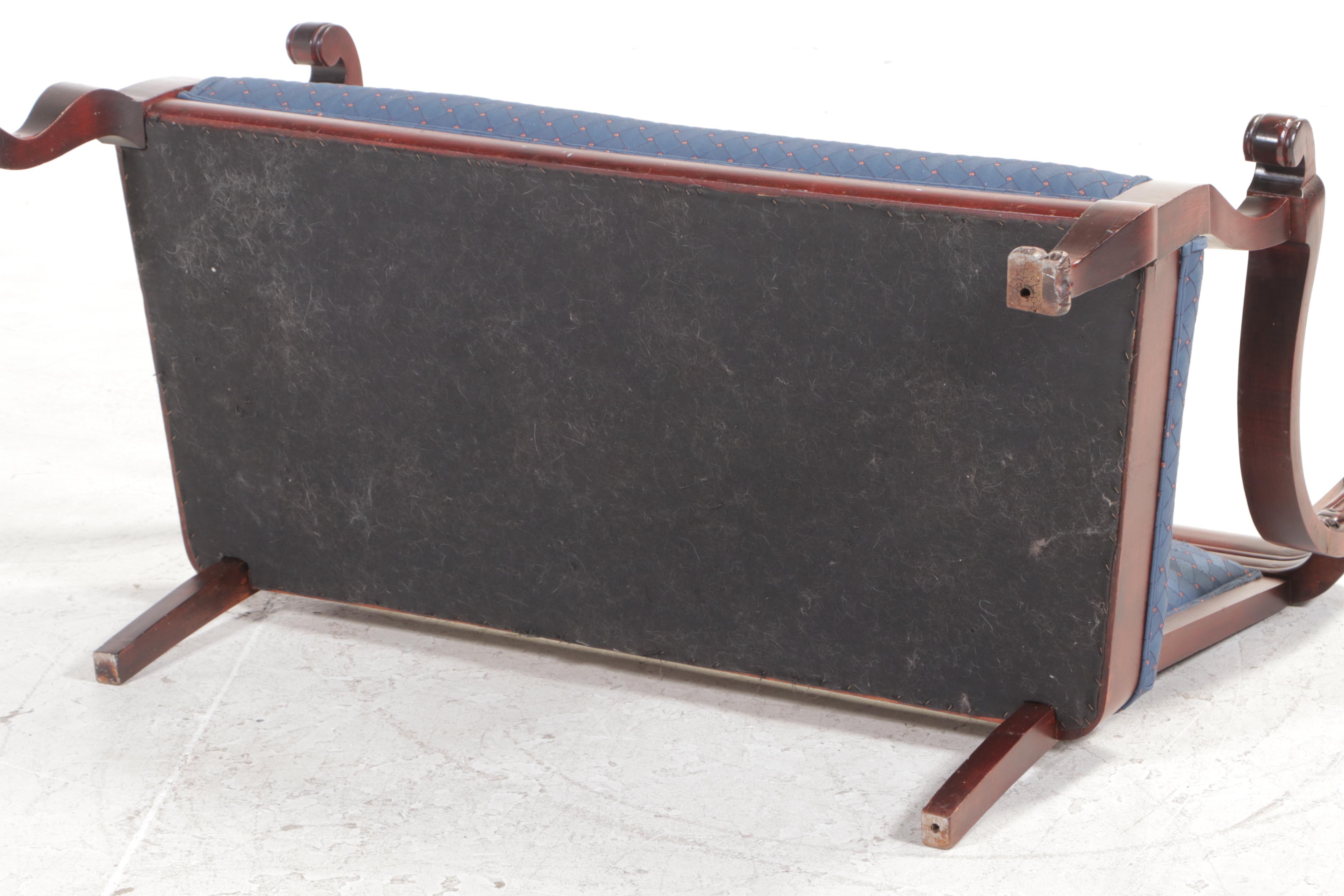 Victorian Renaissance Revival Upholstered Mahogany Settee, Circa 1900