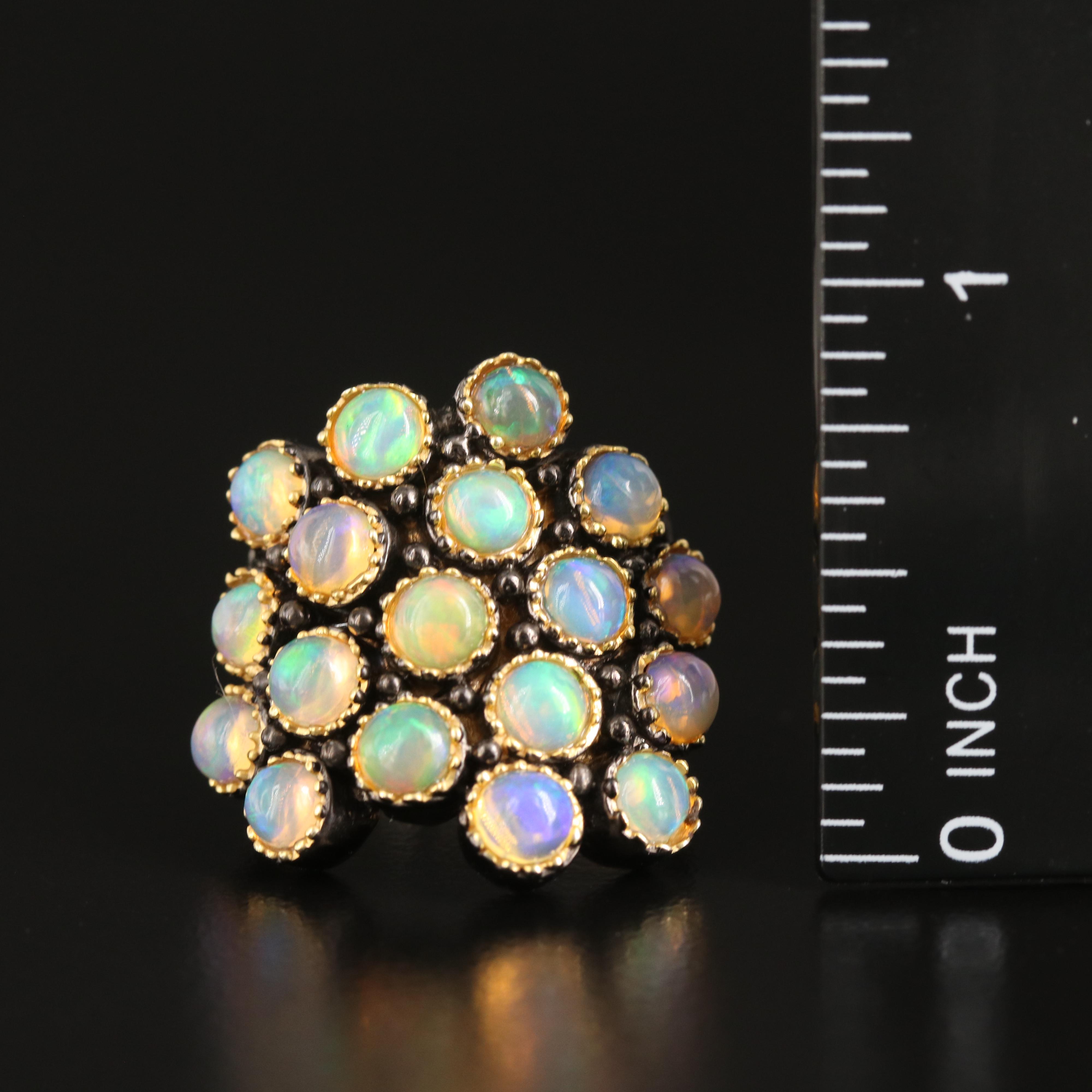 Sterling Opal Cluster Ring