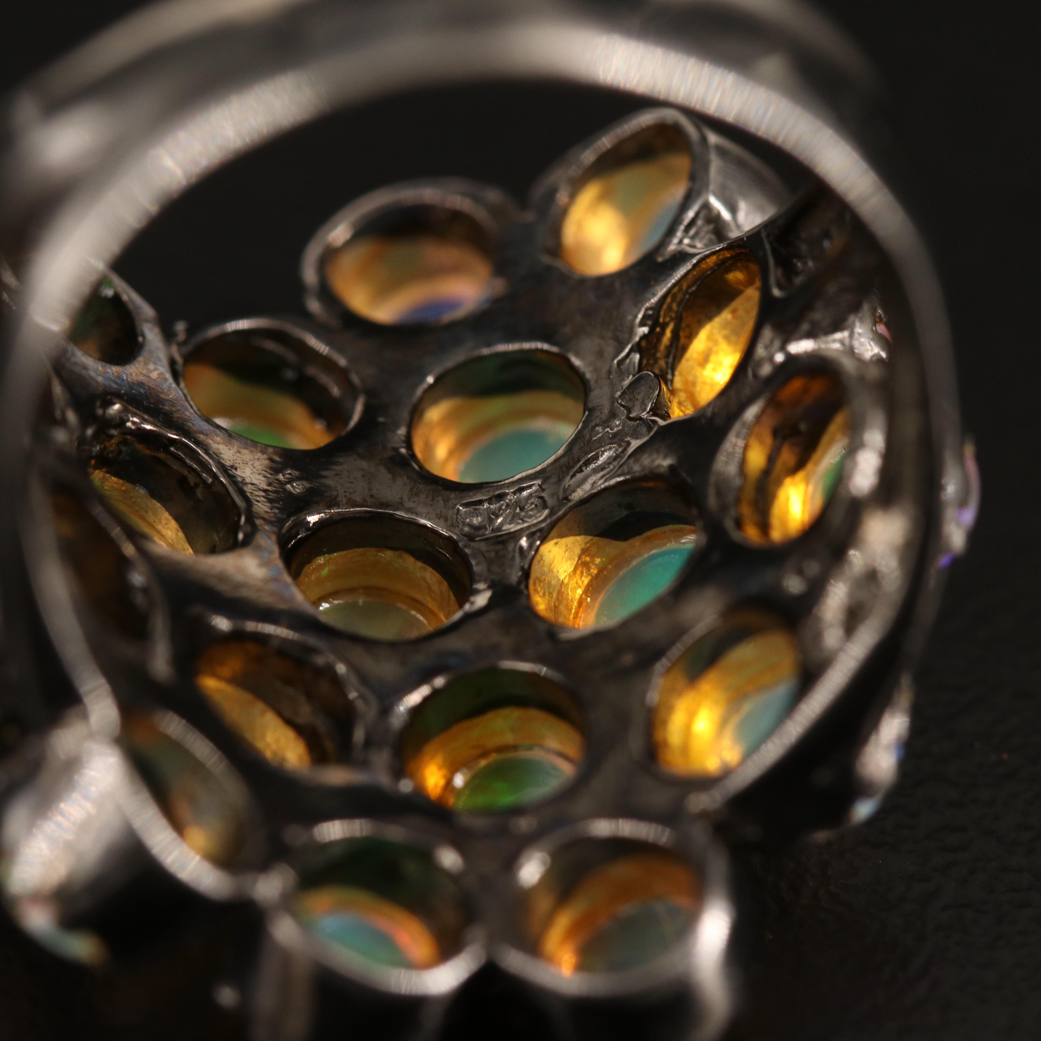 Sterling Opal Cluster Ring