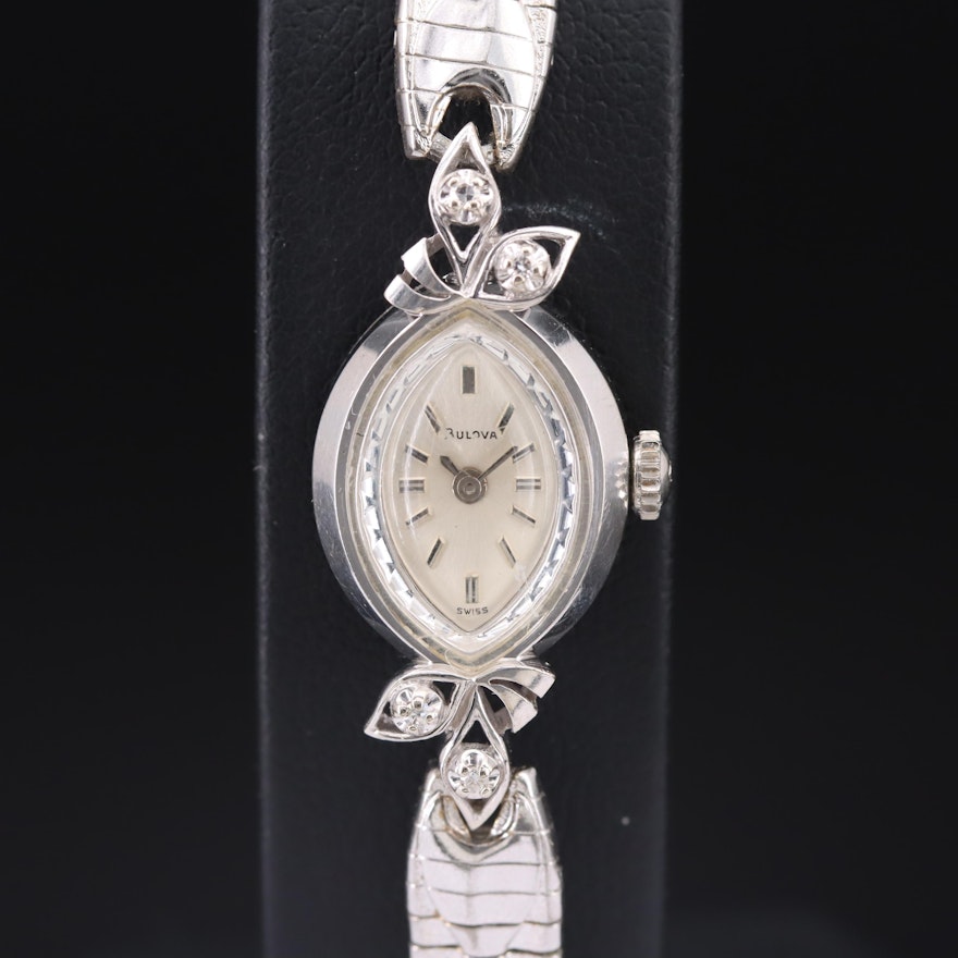 14K Bulova Diamond Wristwatch