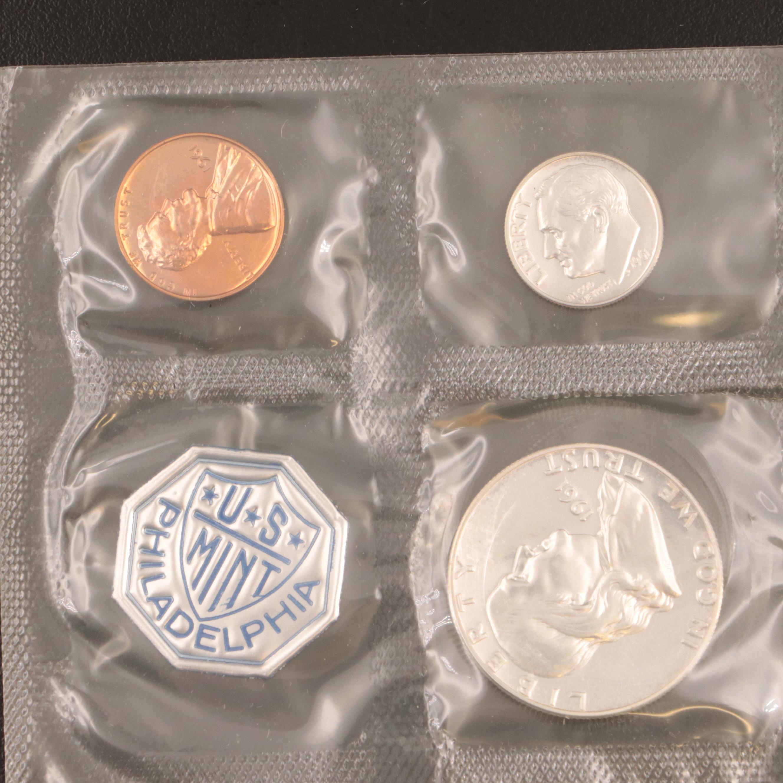 Four Early U.S. Mint Silver Proof Sets, 1961–1964
