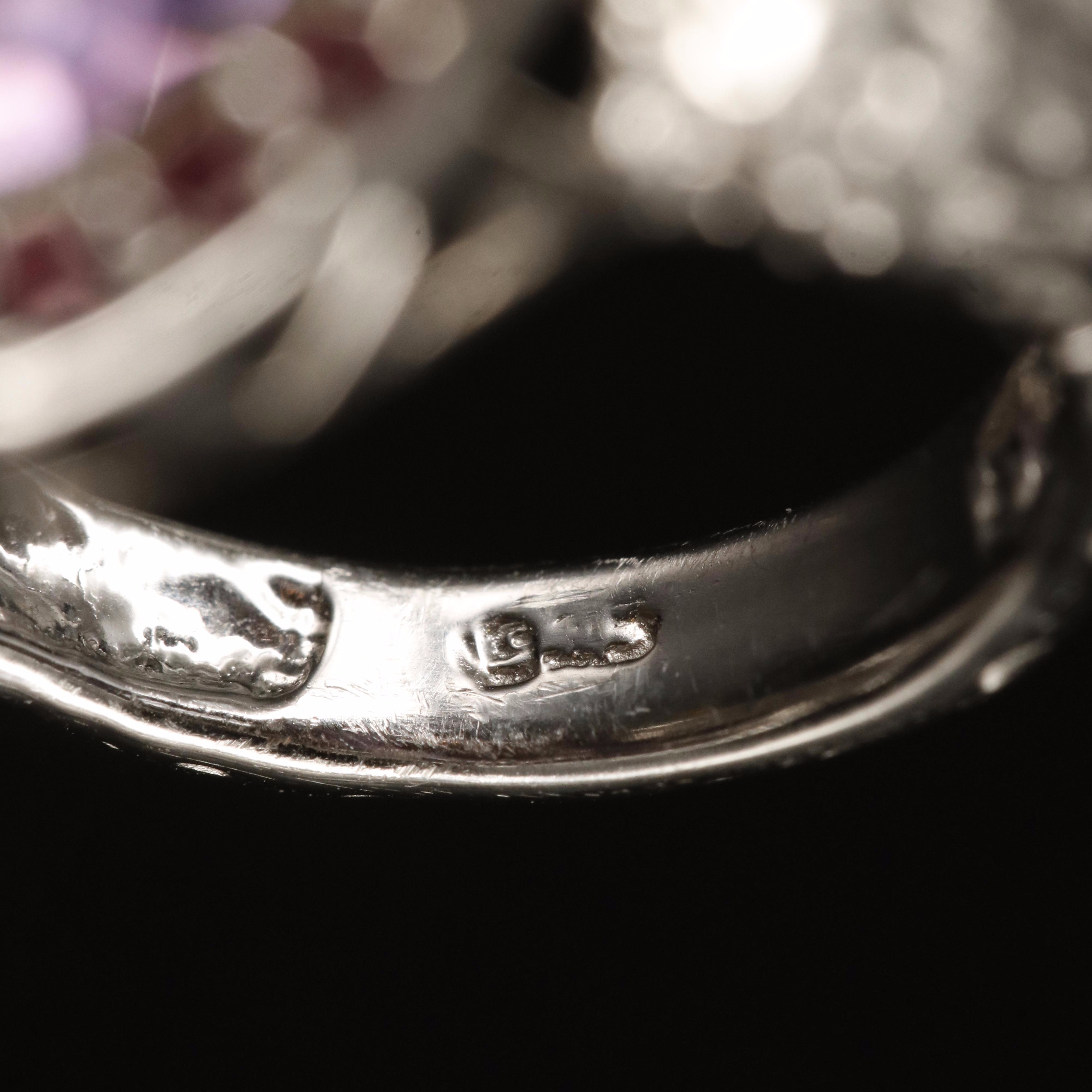 Sterling Amethyst and Gemstone Chinese Dragon Ring