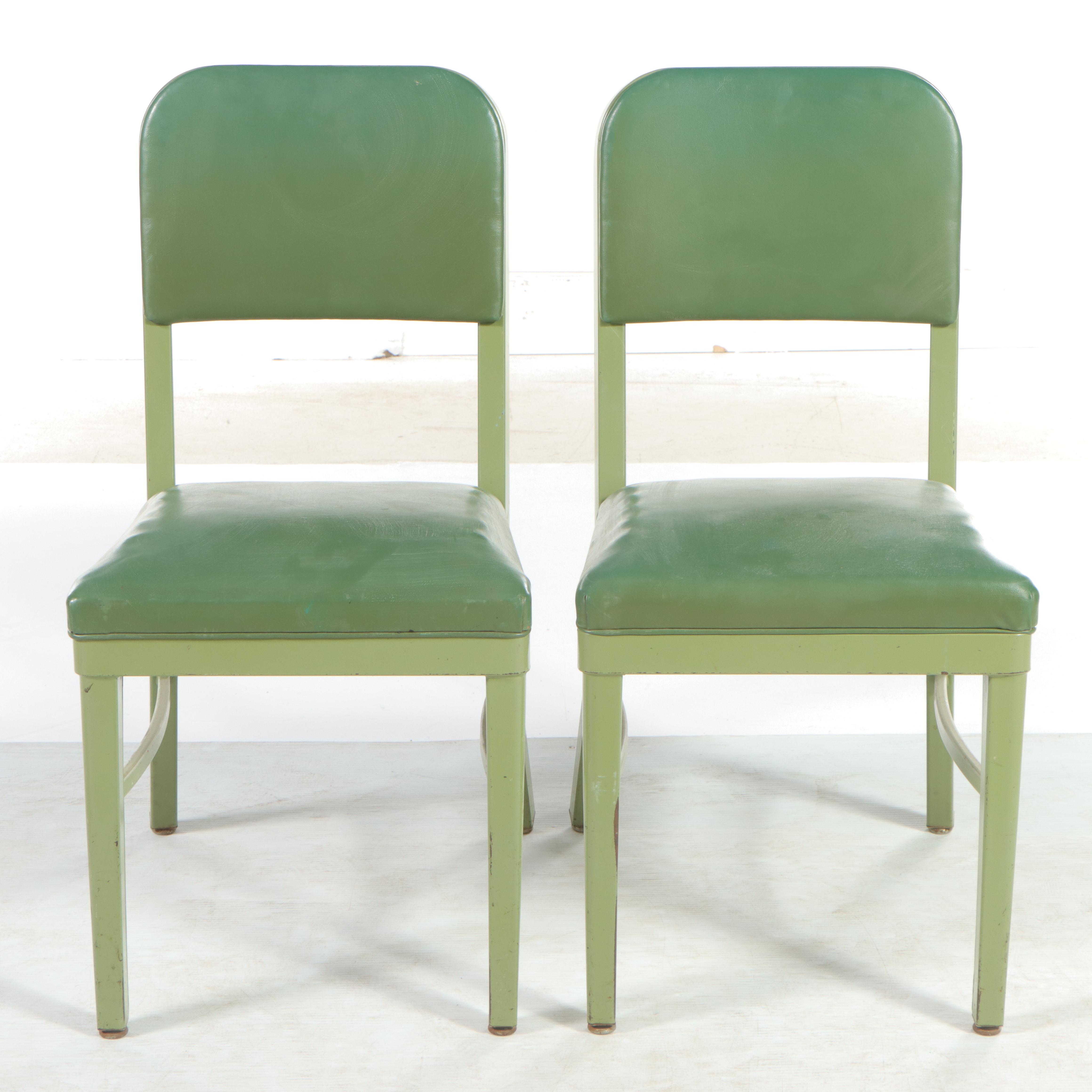 Three Royalmetal / Interroyal Industrial Painted Steel and Vinyl Chairs, 1970s