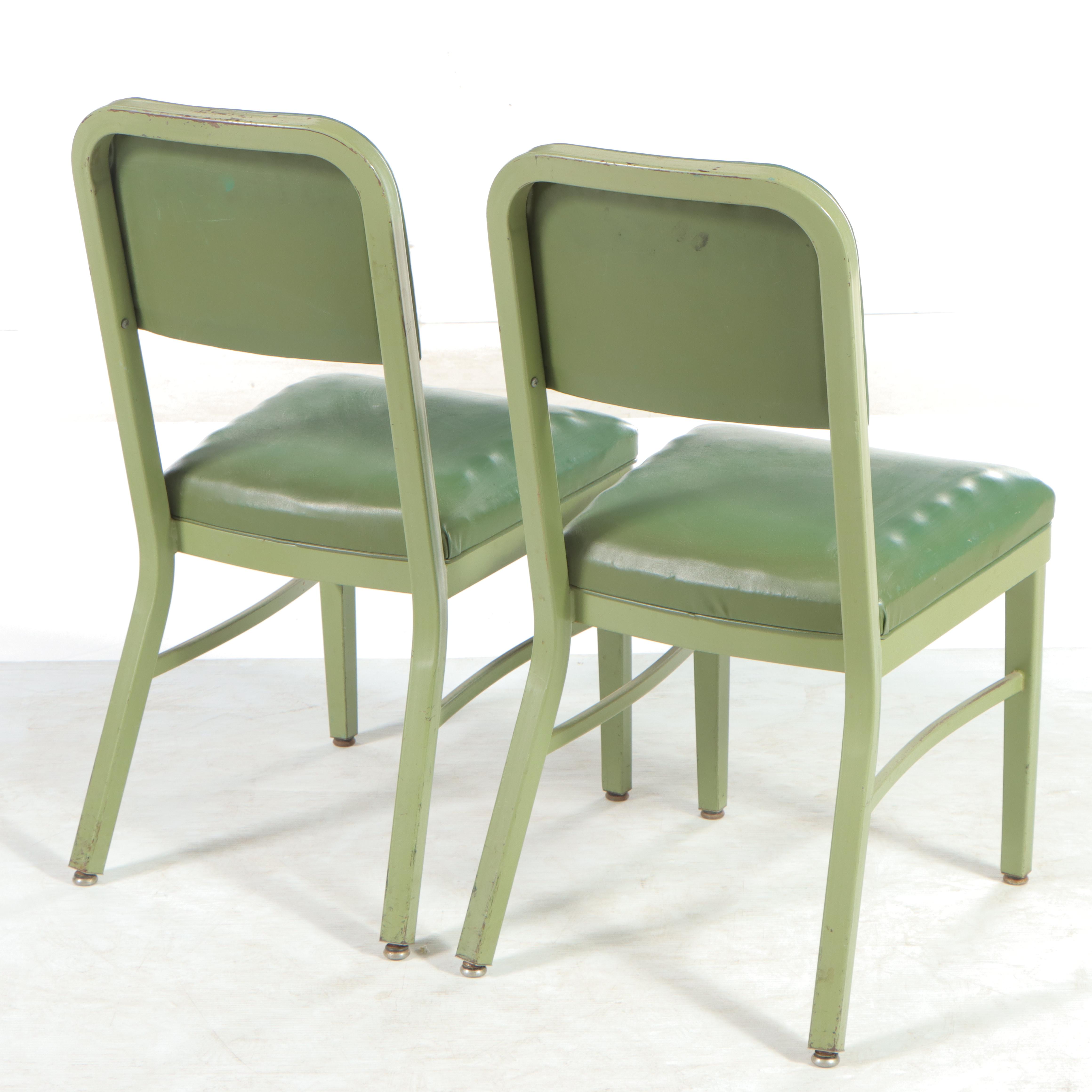 Three Royalmetal / Interroyal Industrial Painted Steel and Vinyl Chairs, 1970s