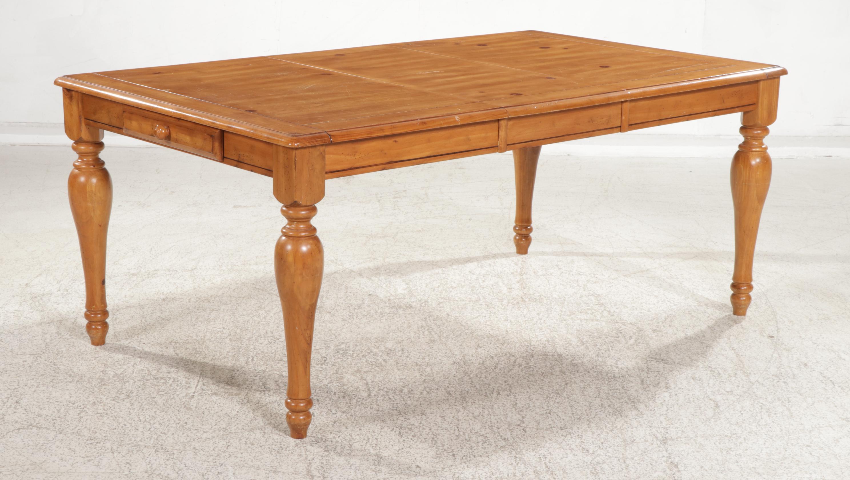 French Farmhouse Style Pine Dining Table with Roanoke Furniture Chairs