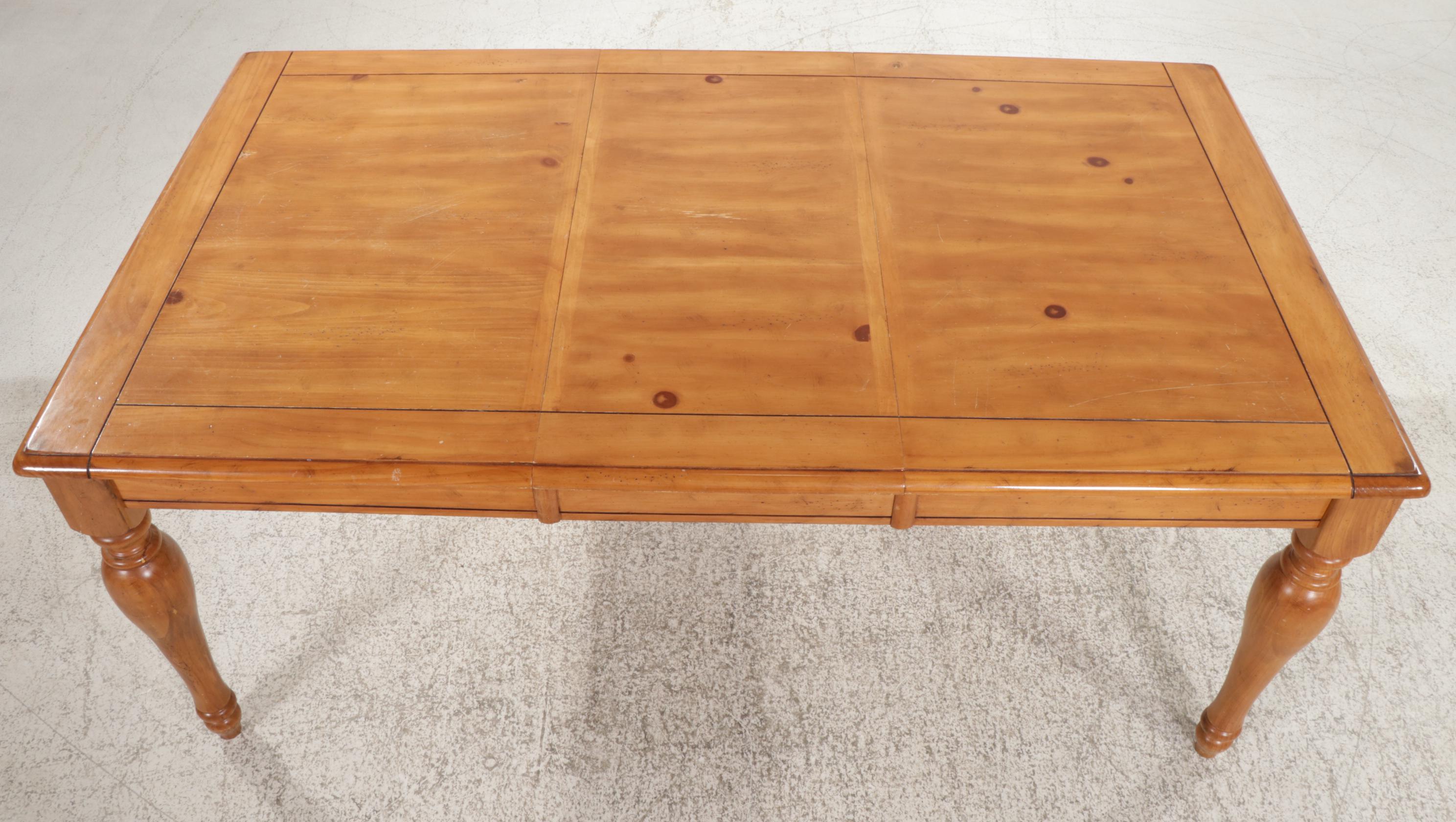 French Farmhouse Style Pine Dining Table with Roanoke Furniture Chairs