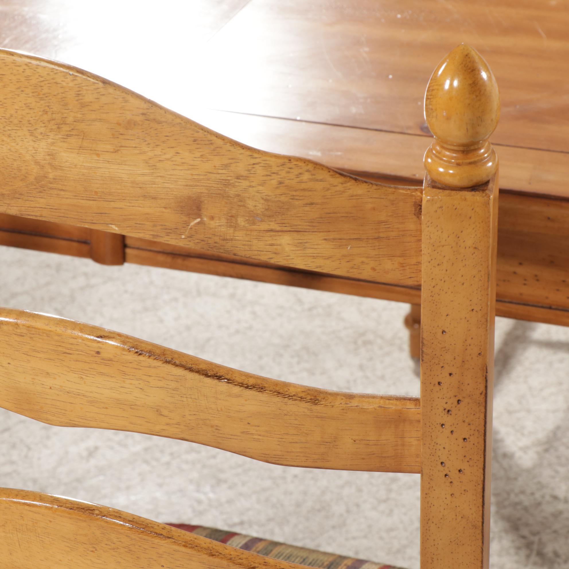French Farmhouse Style Pine Dining Table with Roanoke Furniture Chairs