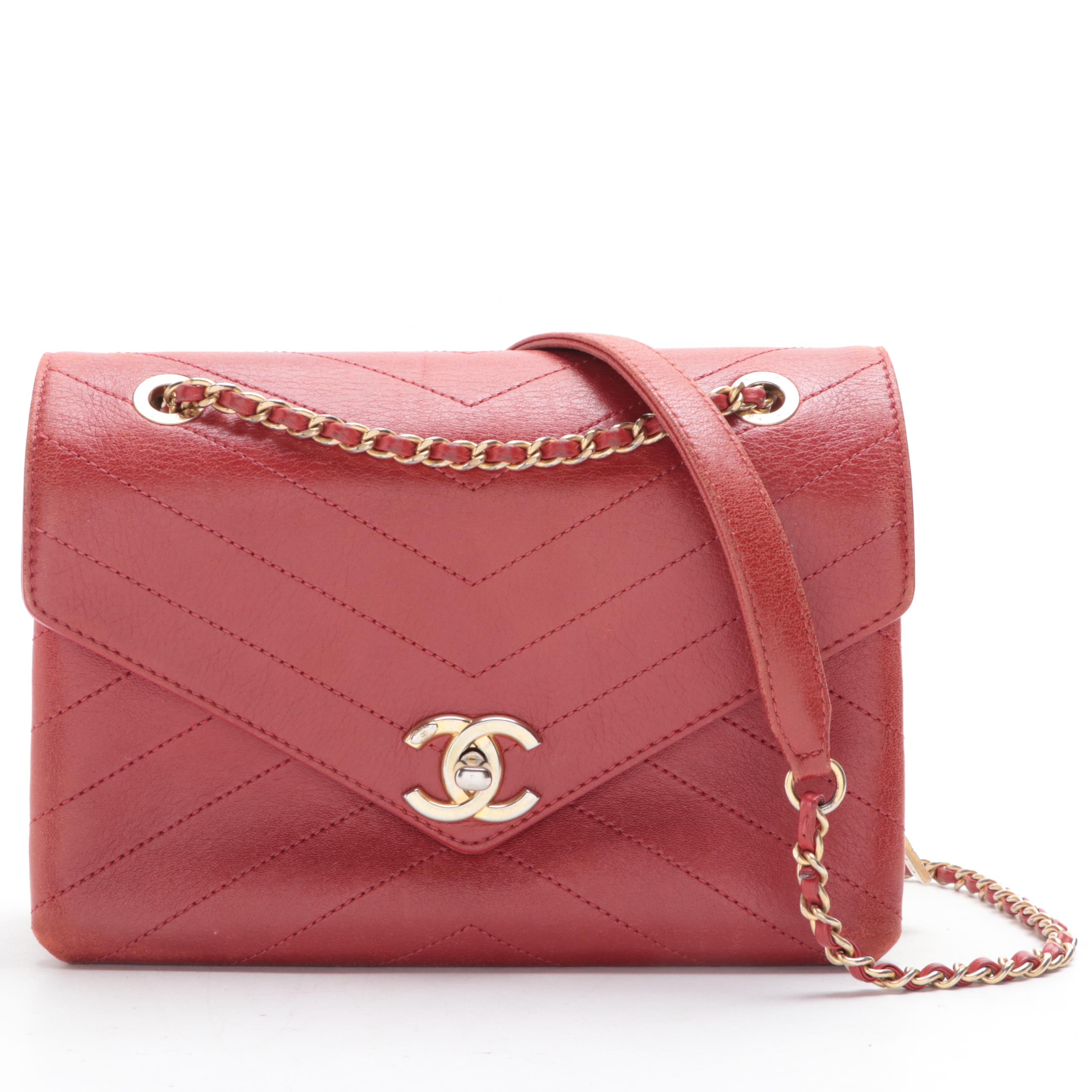 Chanel Coco Flap Bag in Chevron Stitched Calfskin Leather