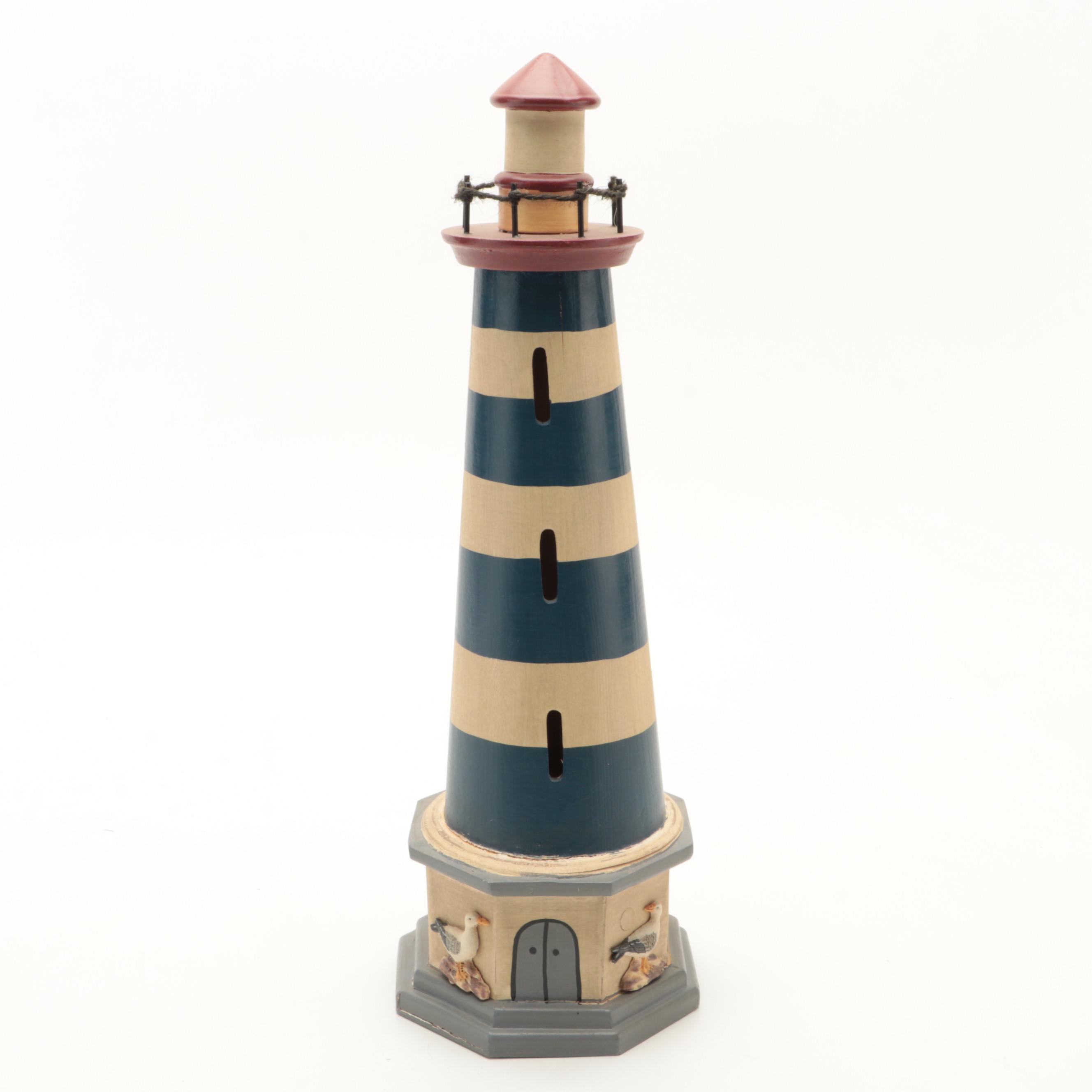 Carved Wooden and Resin Sailors and Lighthouse Figurines