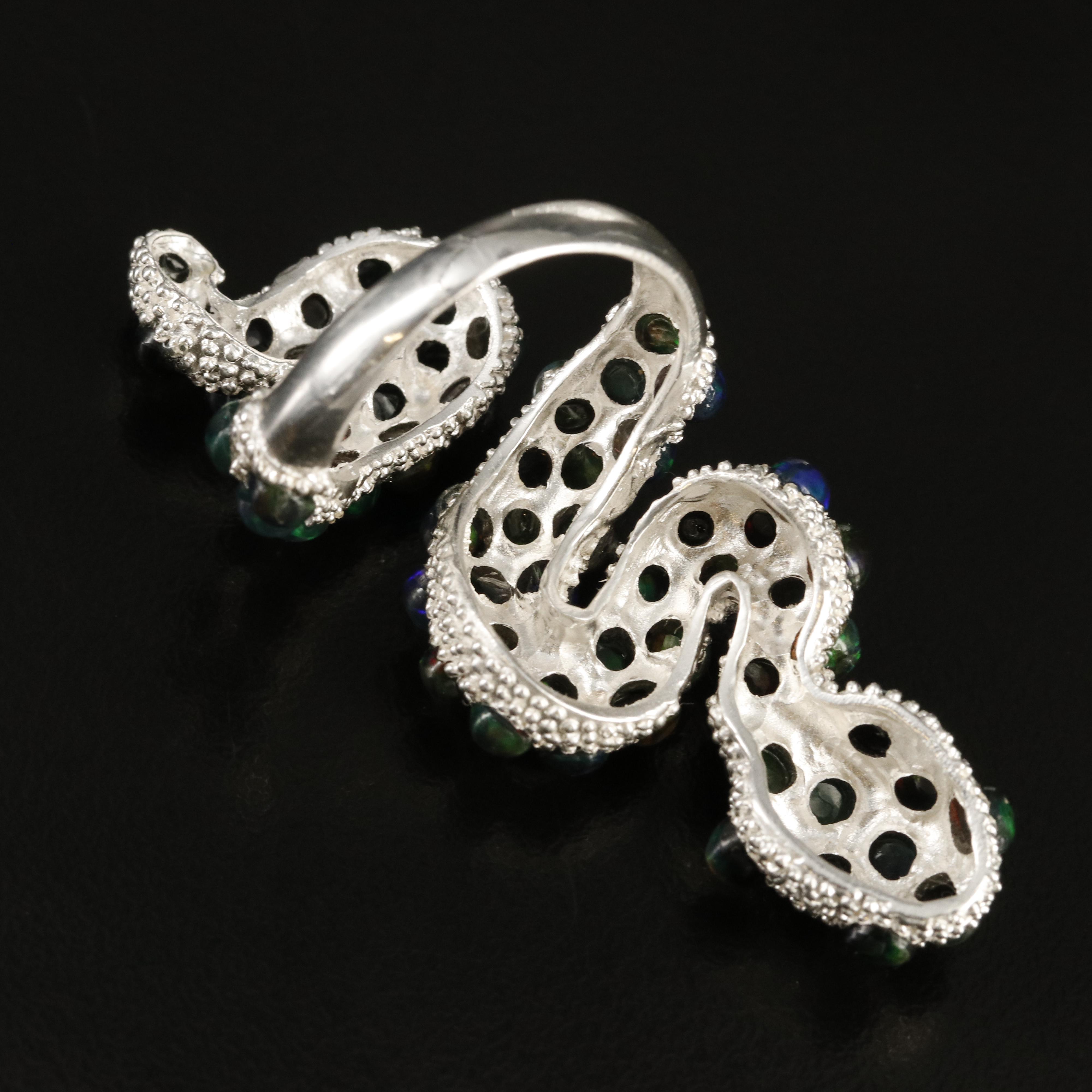 Sterling Opal Serpent Pointer Ring
