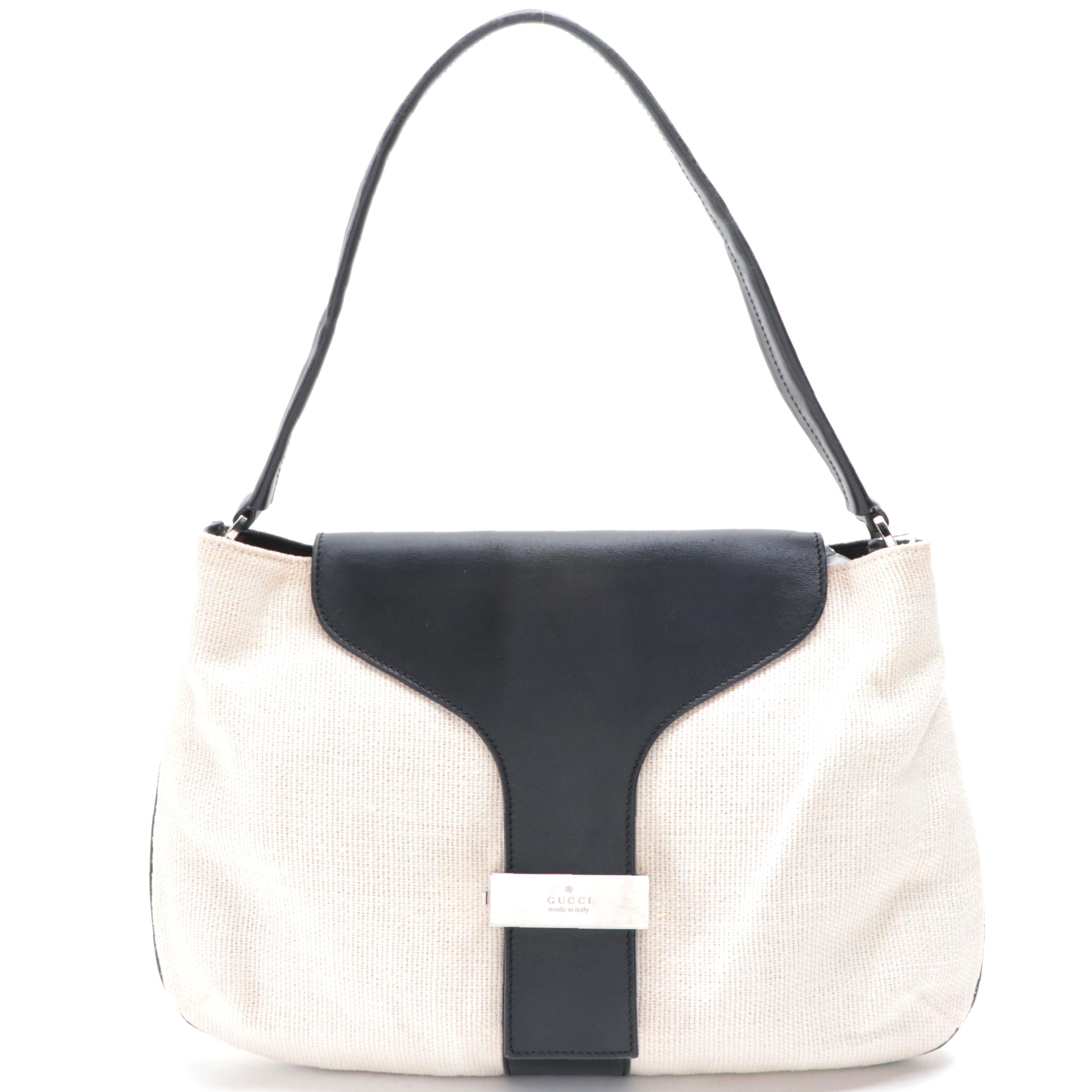 Gucci Canvas and Leather Shoulder Bag