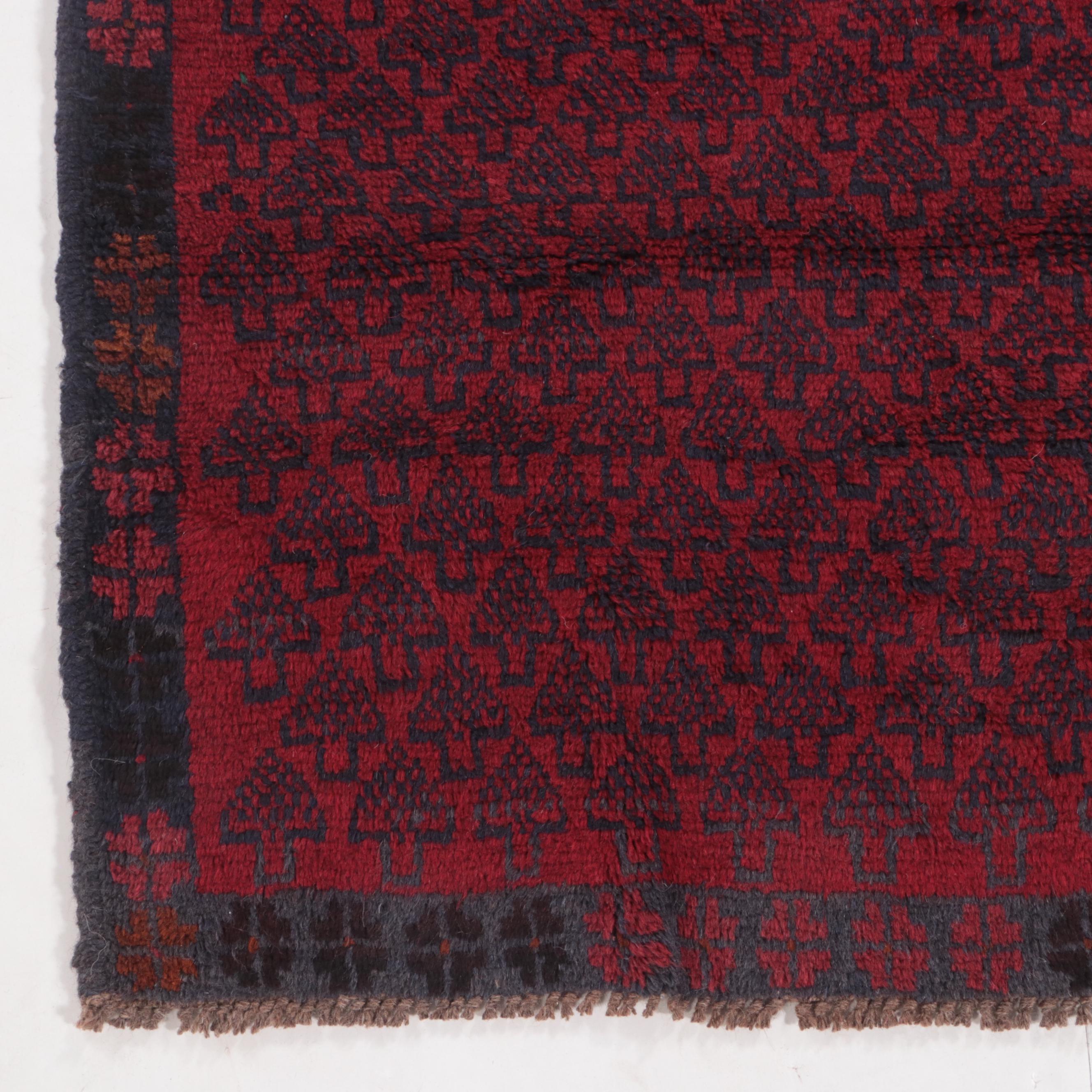 2'8 x 4'4 Hand-Knotted Afghan Baluch Accent Rug