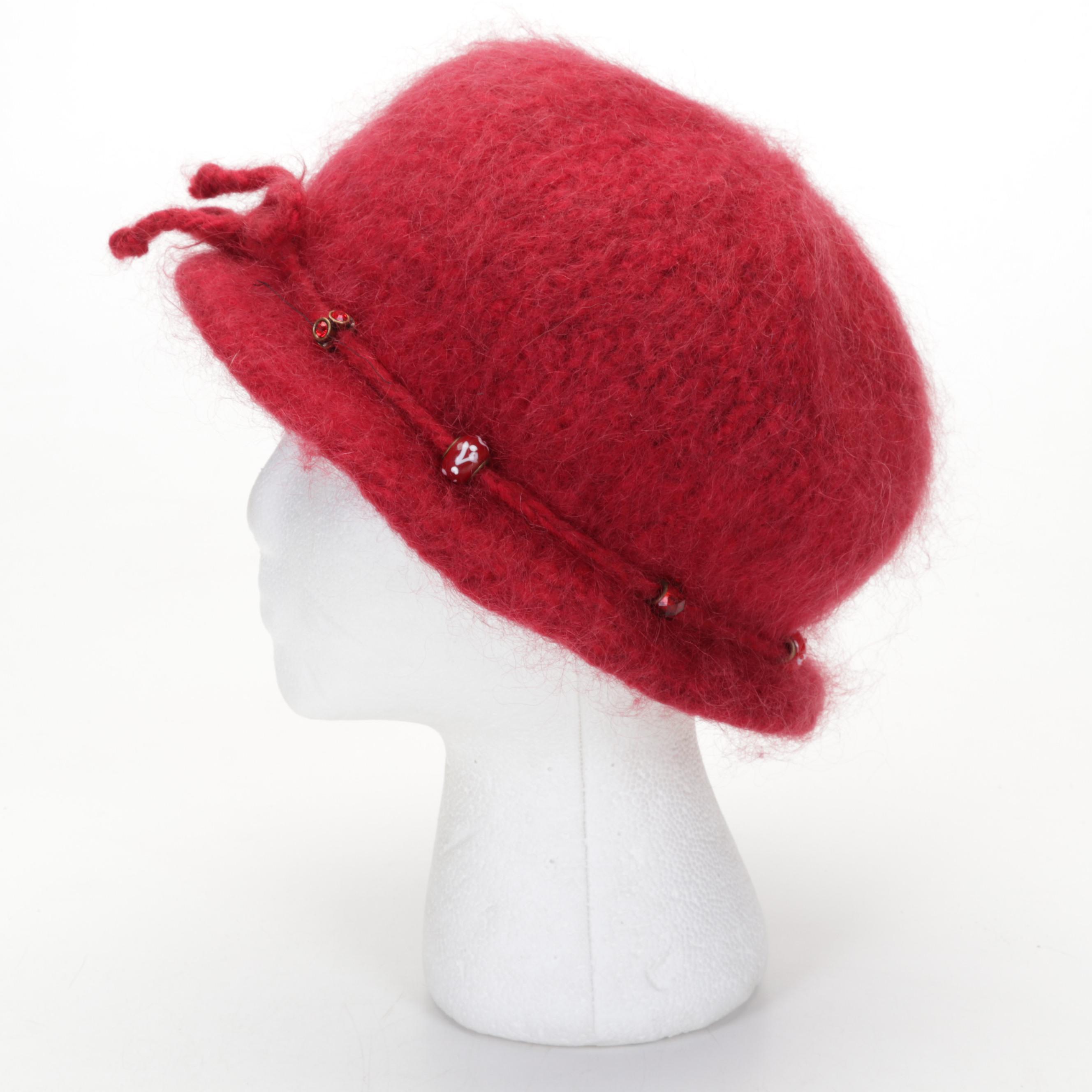 Kate Spade Striped Tote Bag, Red Wool Hat with Blown Glass Beads, and More